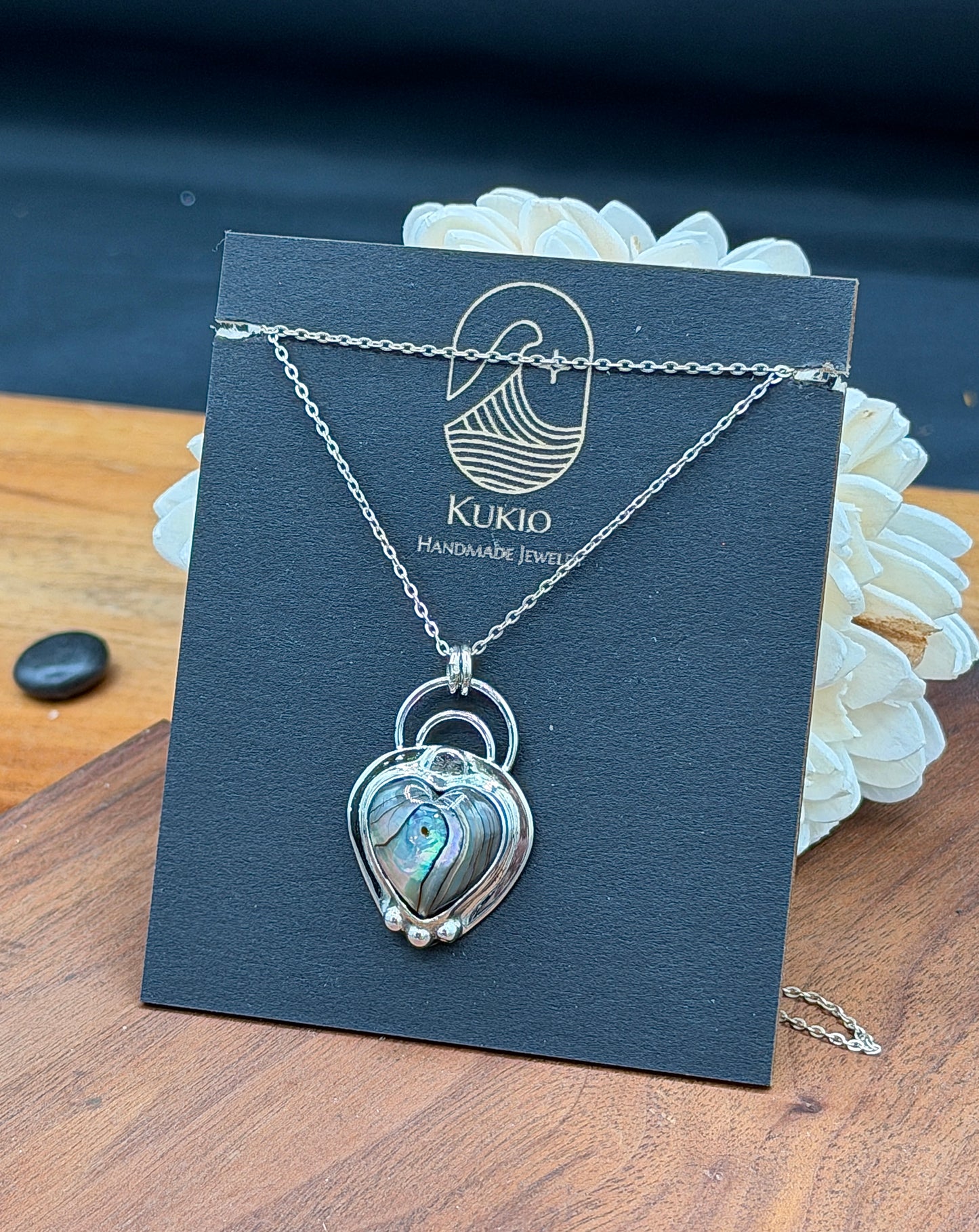 Sterling Silver Heart Abalone Pendant