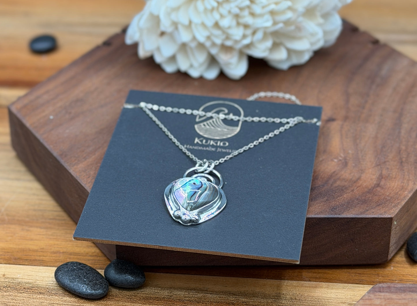 Sterling Silver Heart Abalone Pendant