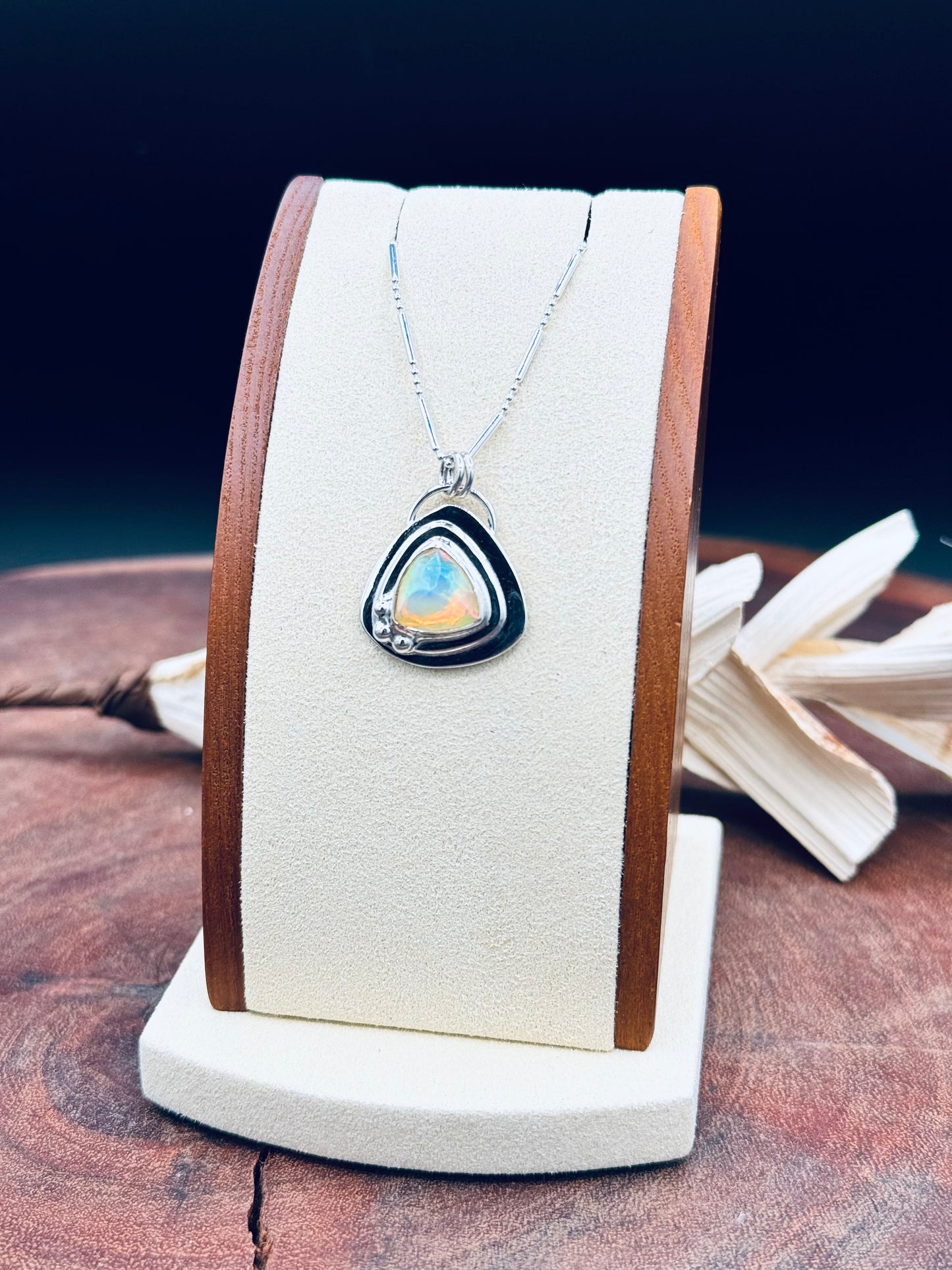 Sterling Silver Opal Pendant Necklace