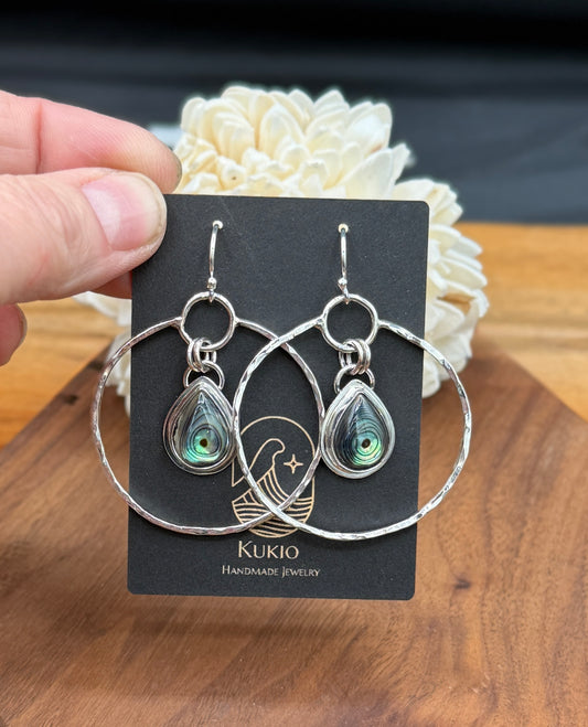 Sterling Silver Abalone Hoop Earrings