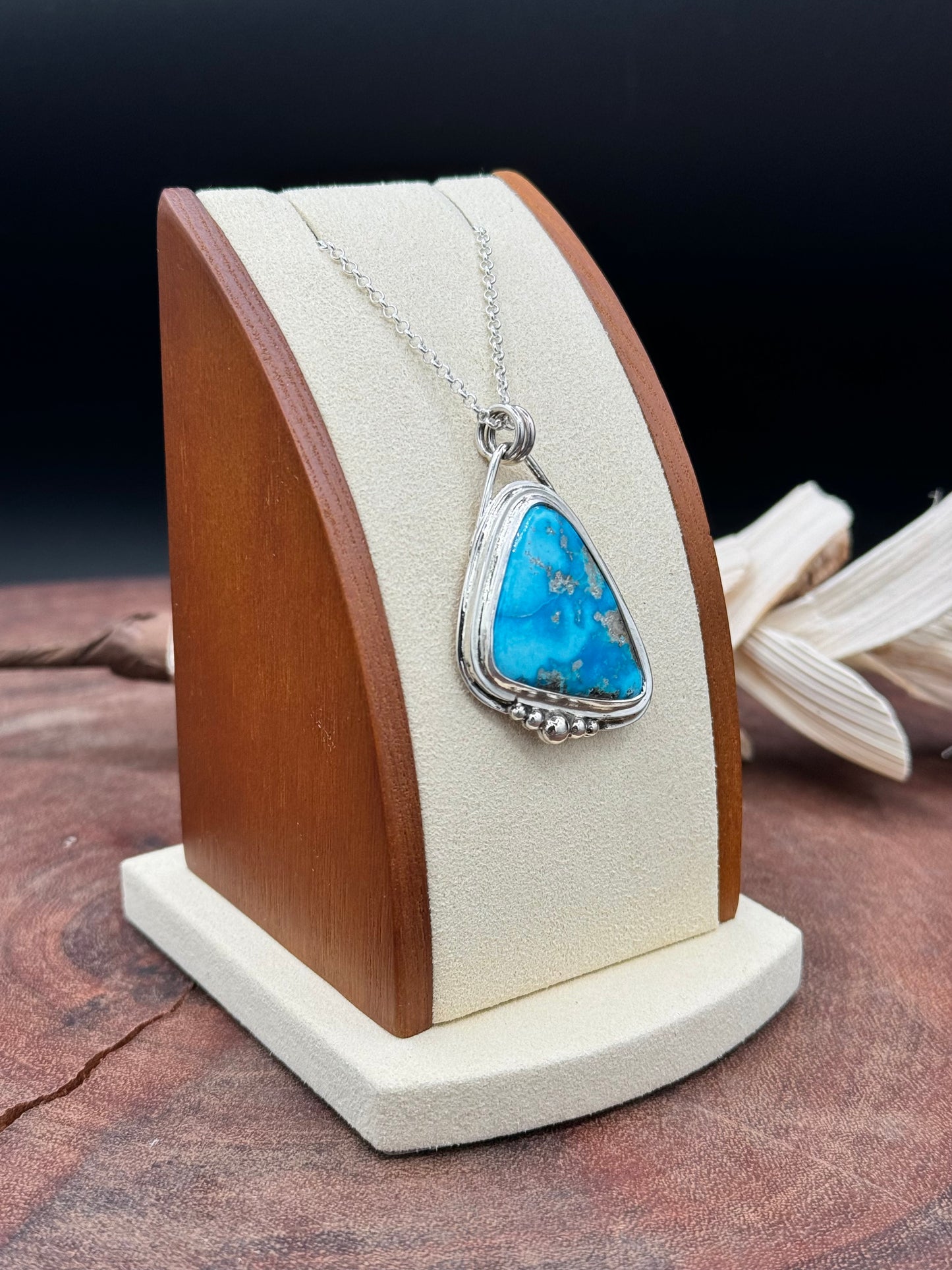 Persian Turquoise Sterling Silver Pendant Necklace