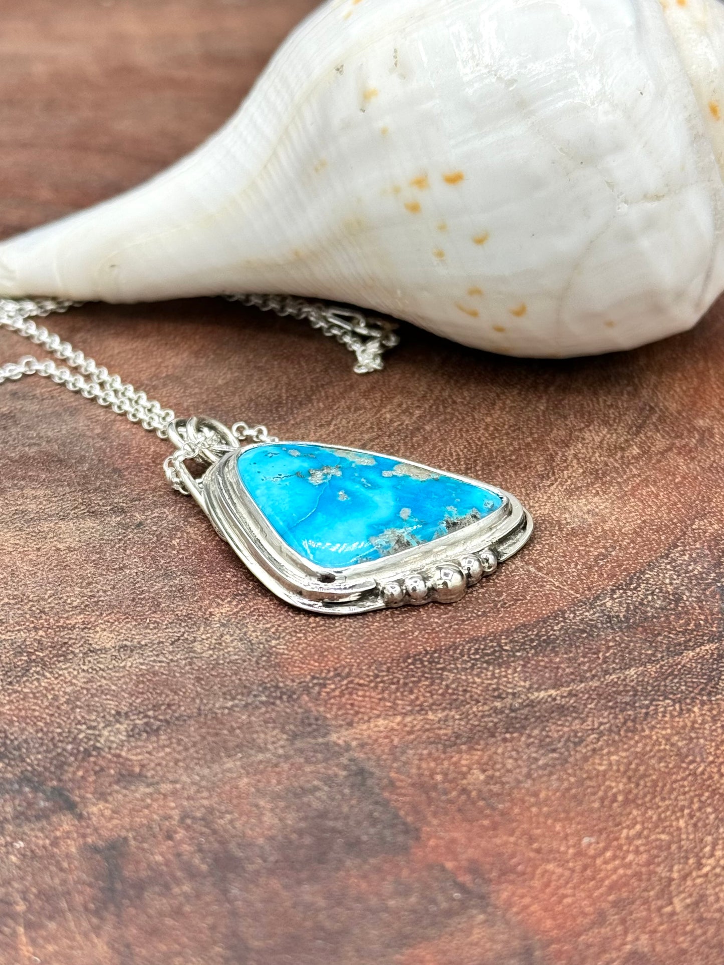 Persian Turquoise Sterling Silver Pendant Necklace