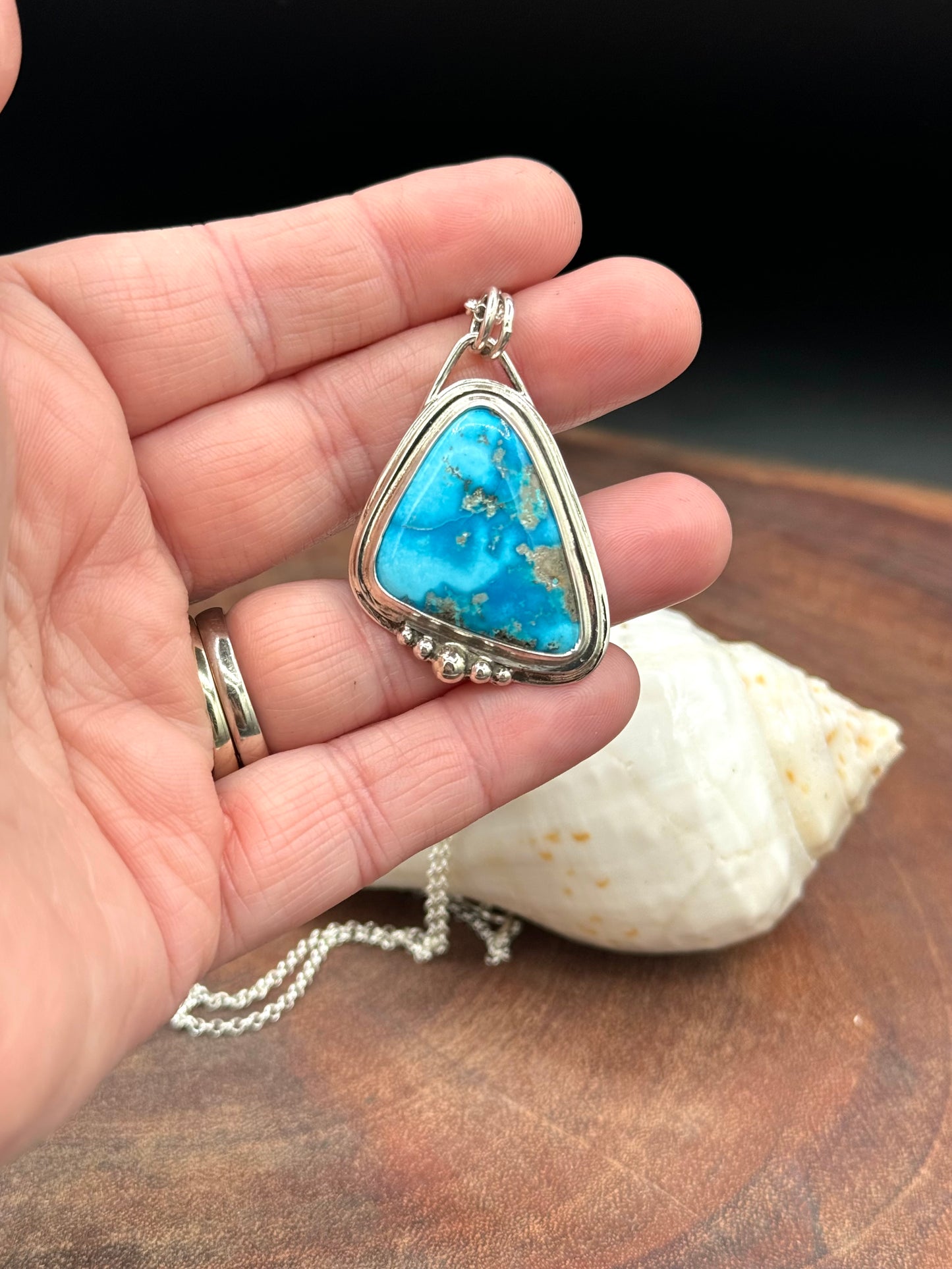 Persian Turquoise Sterling Silver Pendant Necklace