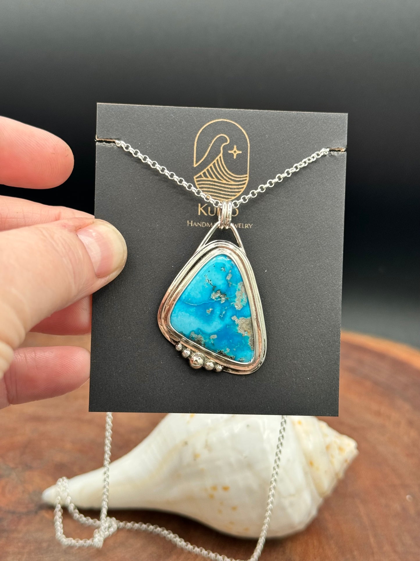 Persian Turquoise Sterling Silver Pendant Necklace