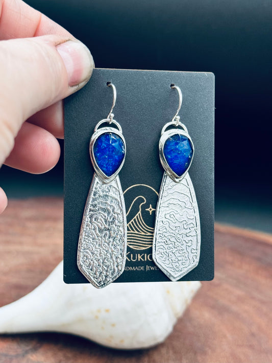 Sterling Silver Lapis Doublet Patterned Earrings