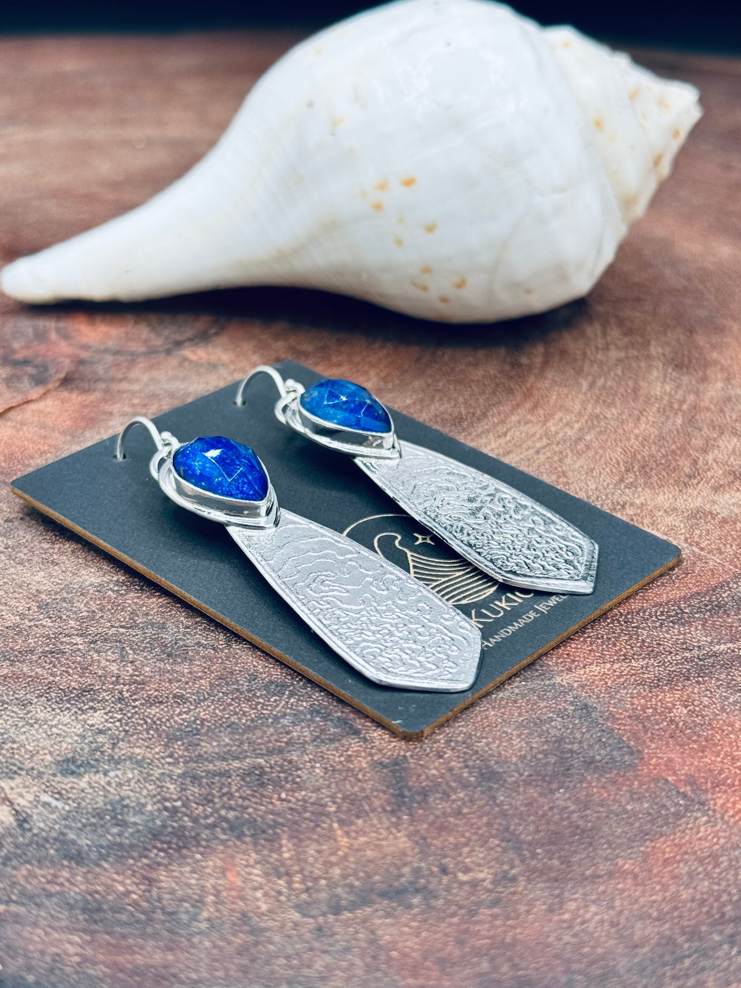 Sterling Silver Lapis Doublet Patterned Earrings