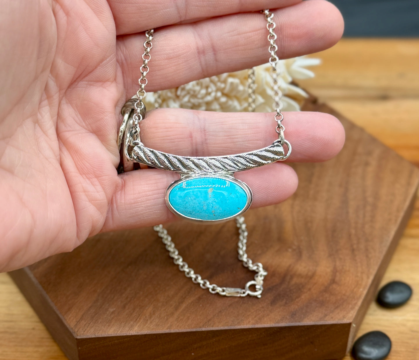 Sonoran Mountain Turquoise Sterling Silver Bar Necklace