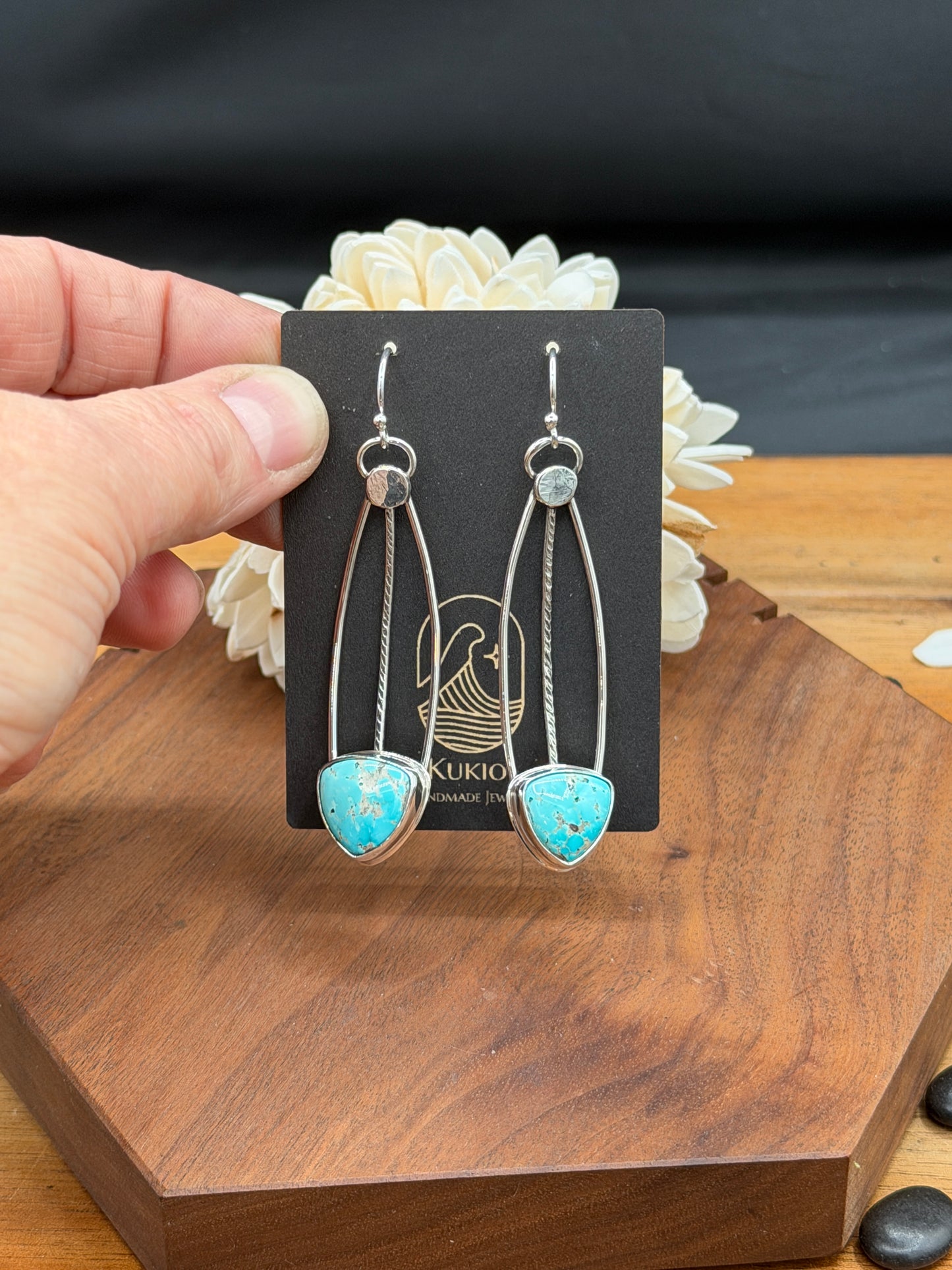 Sonoran Mountain Turquoise Triple Sterling Silver Wire Earrings