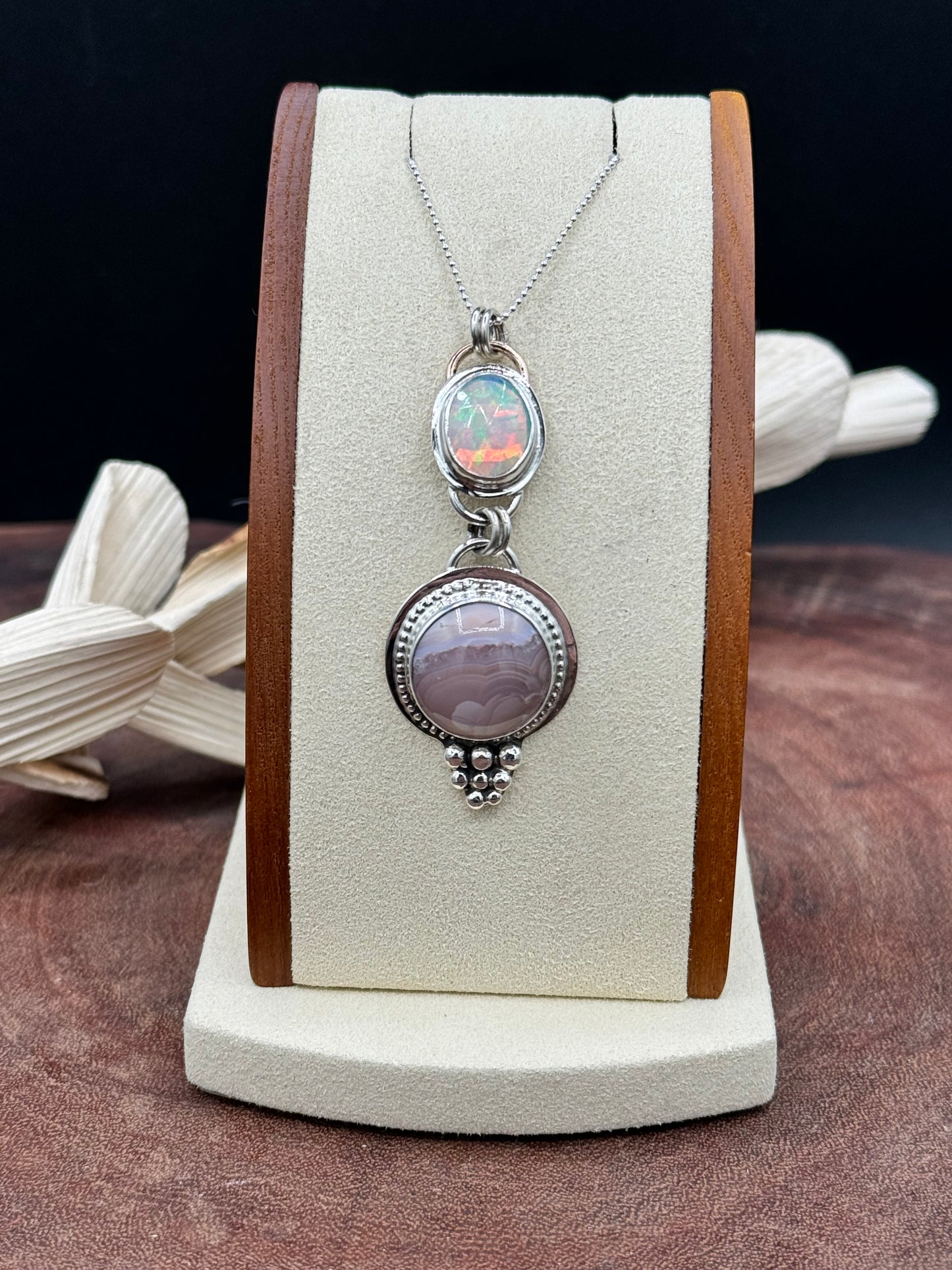 Agua Nueva Agate and Opal Sterling Silver Pendant