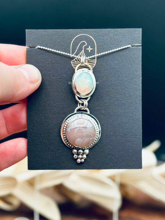 Agua Nueva Agate and Opal Sterling Silver Pendant