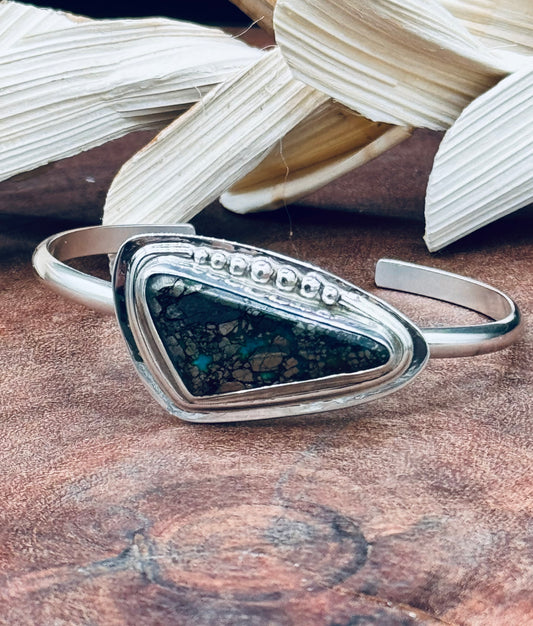 Sterling Silver Narcozari Turquoise with Pyrite Cuff