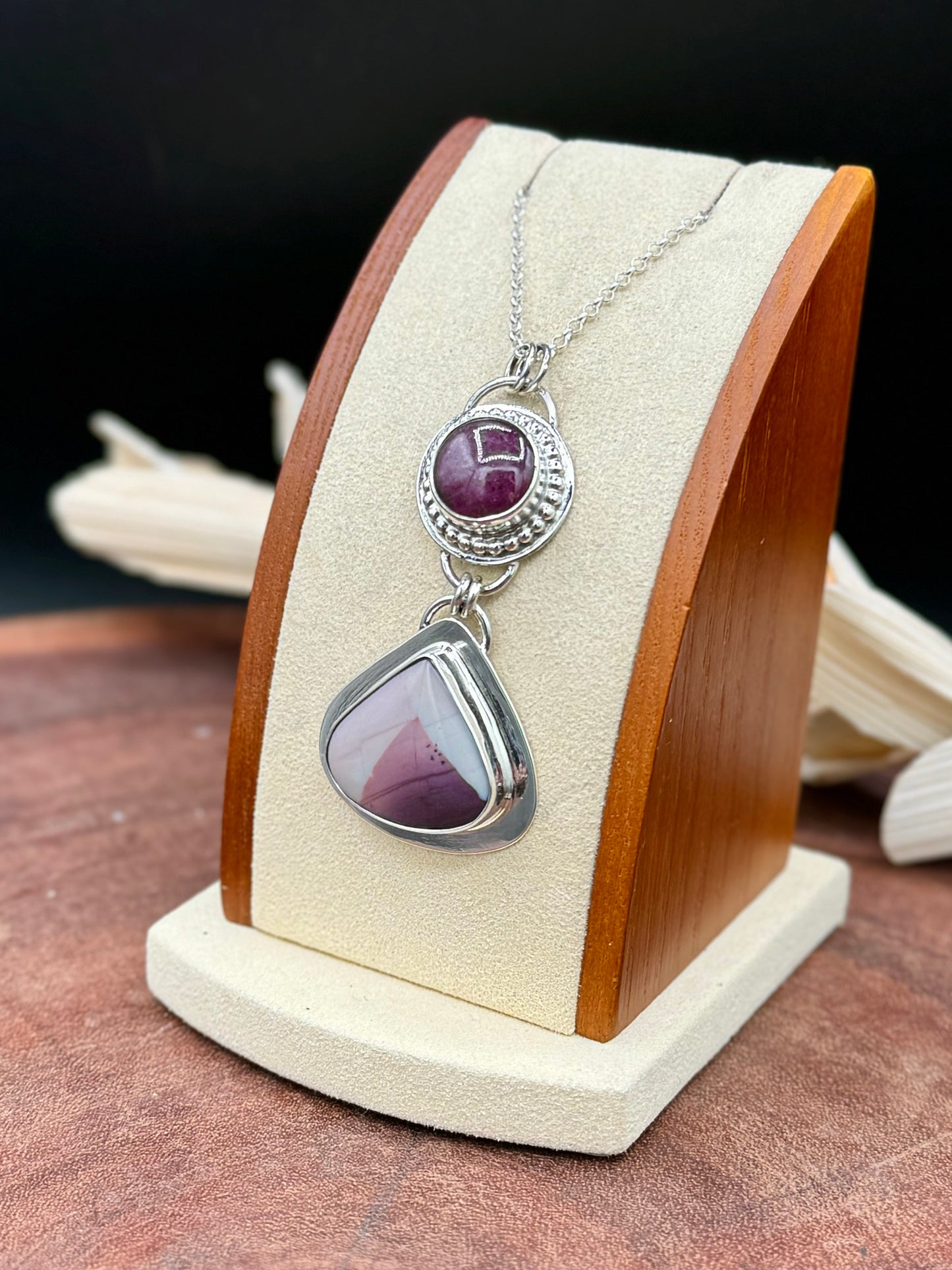 Hyacinth Jasper and Star Ruby Pendant Necklace