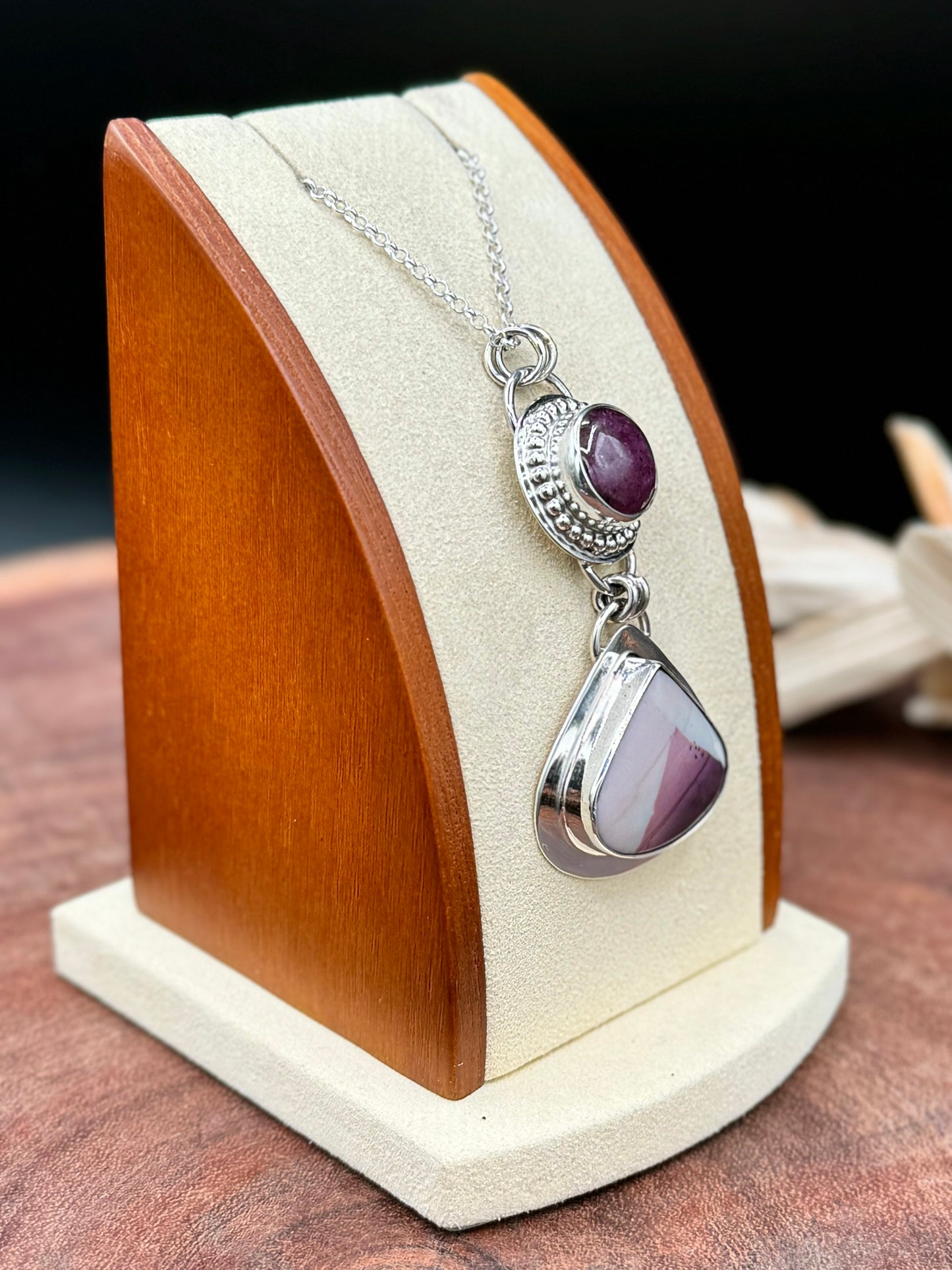 Hyacinth Jasper and Star Ruby Pendant Necklace