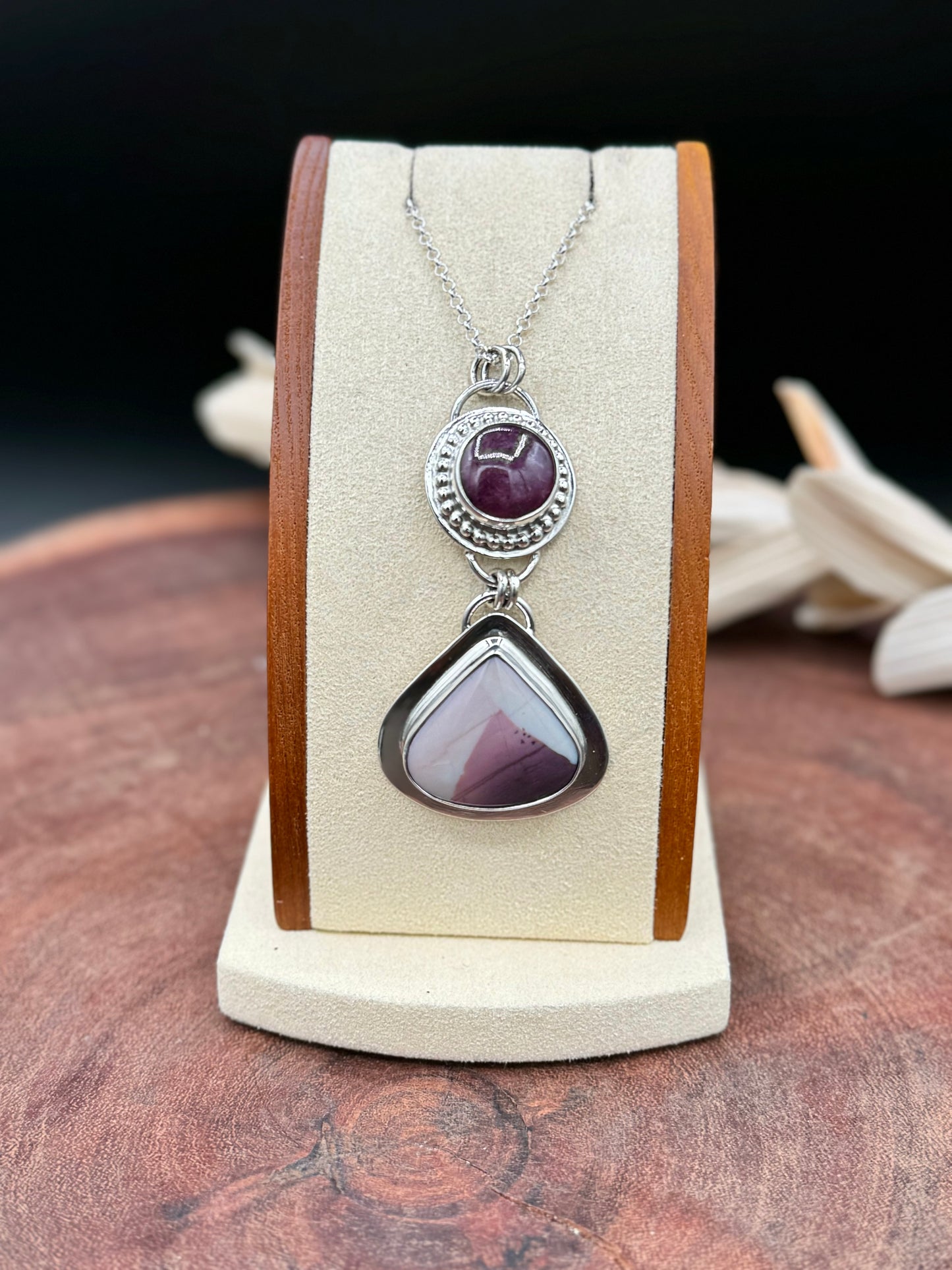 Hyacinth Jasper and Star Ruby Pendant Necklace