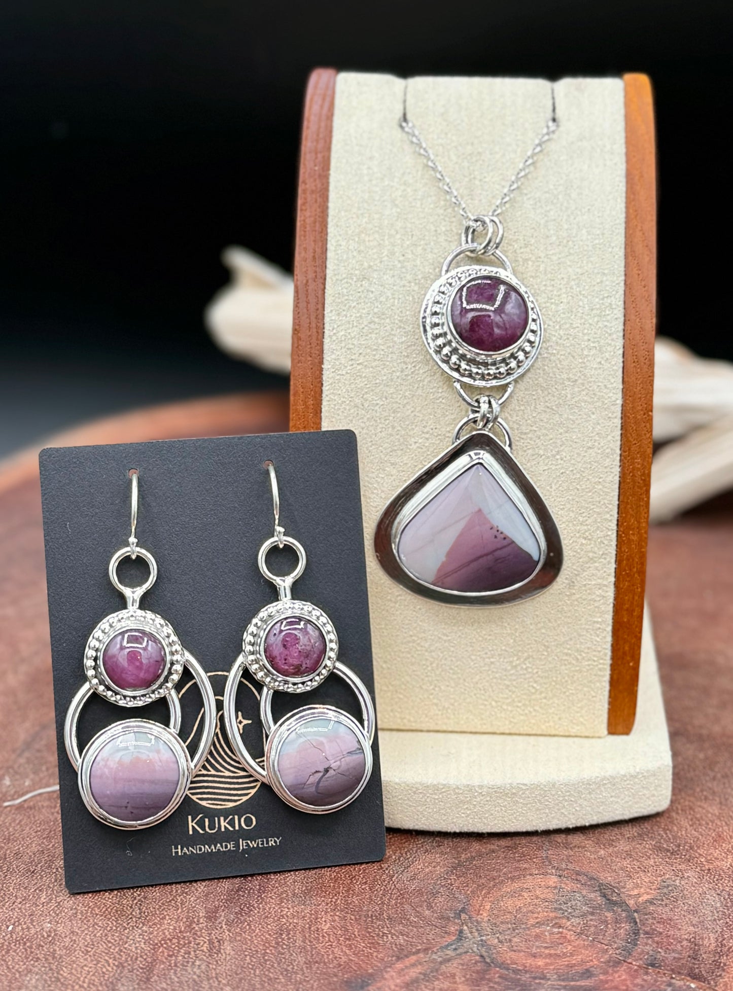 Hyacinth Jasper and Star Ruby Pendant Necklace