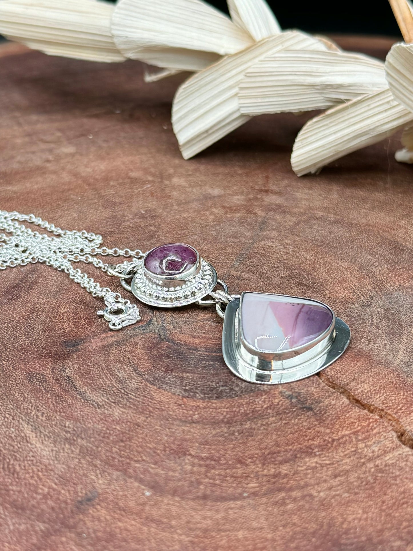 Hyacinth Jasper and Star Ruby Pendant Necklace