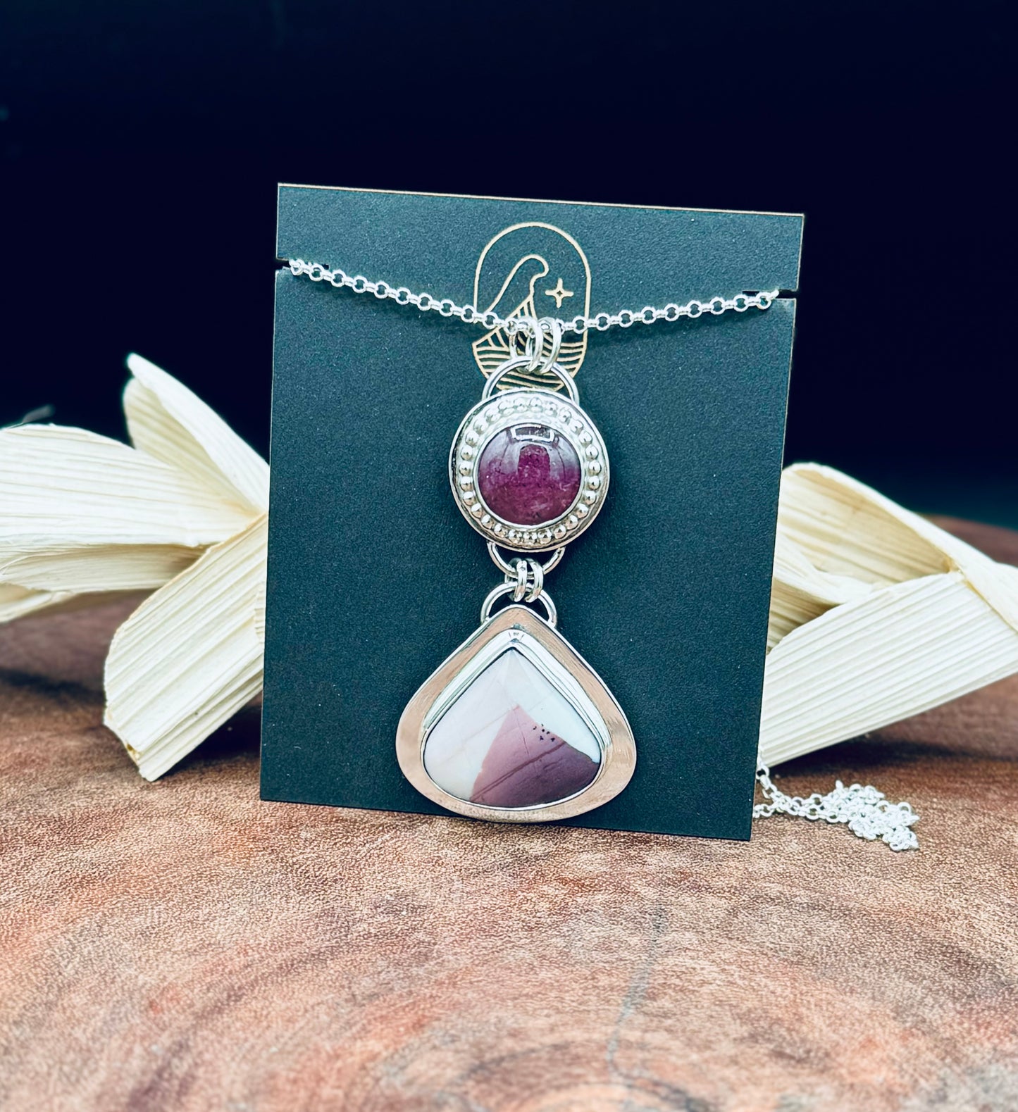Hyacinth Jasper and Star Ruby Pendant Necklace