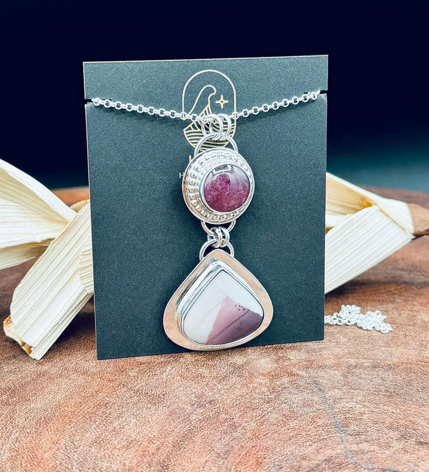 Hyacinth Jasper and Star Ruby Pendant Necklace