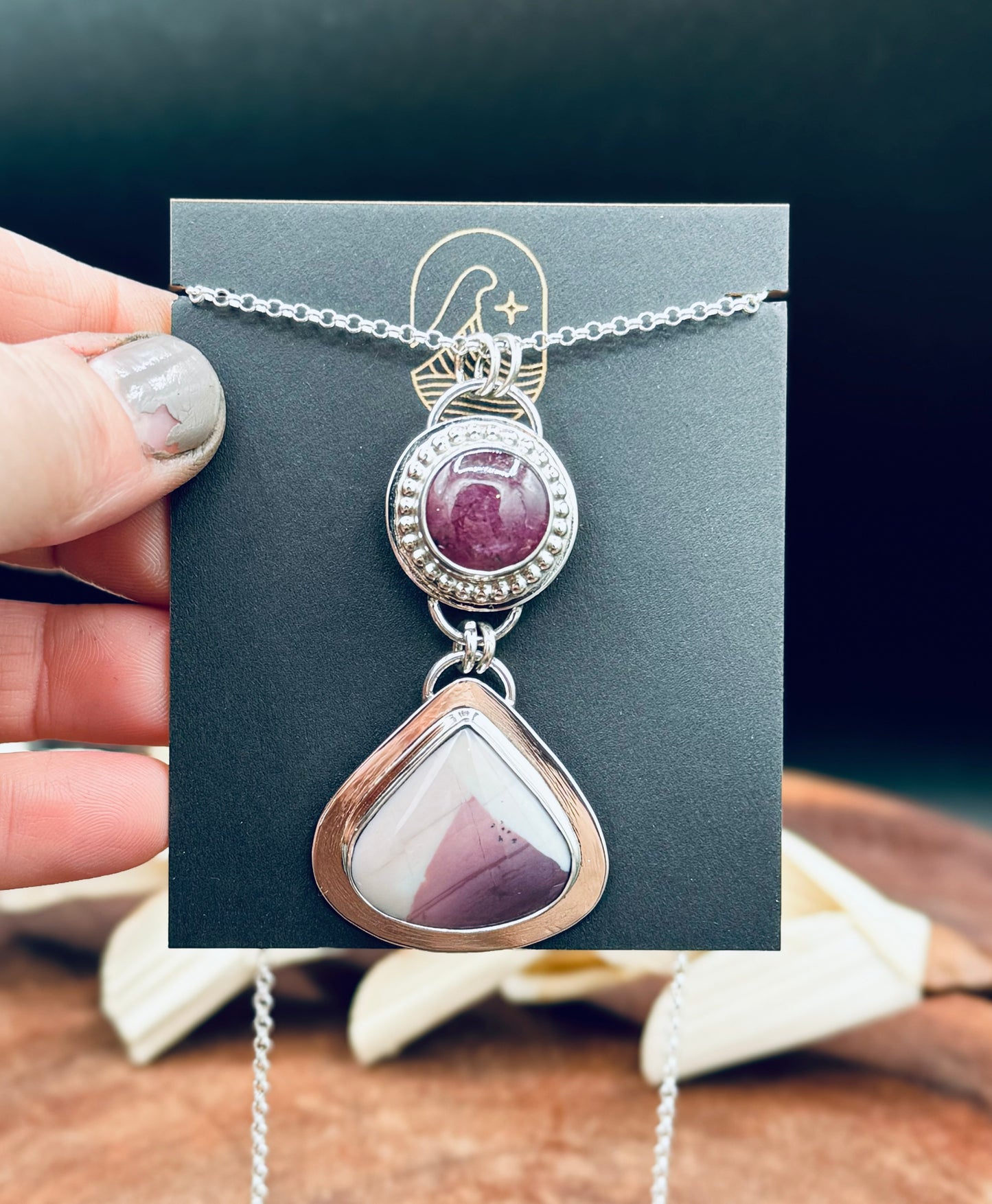 Hyacinth Jasper and Star Ruby Pendant Necklace
