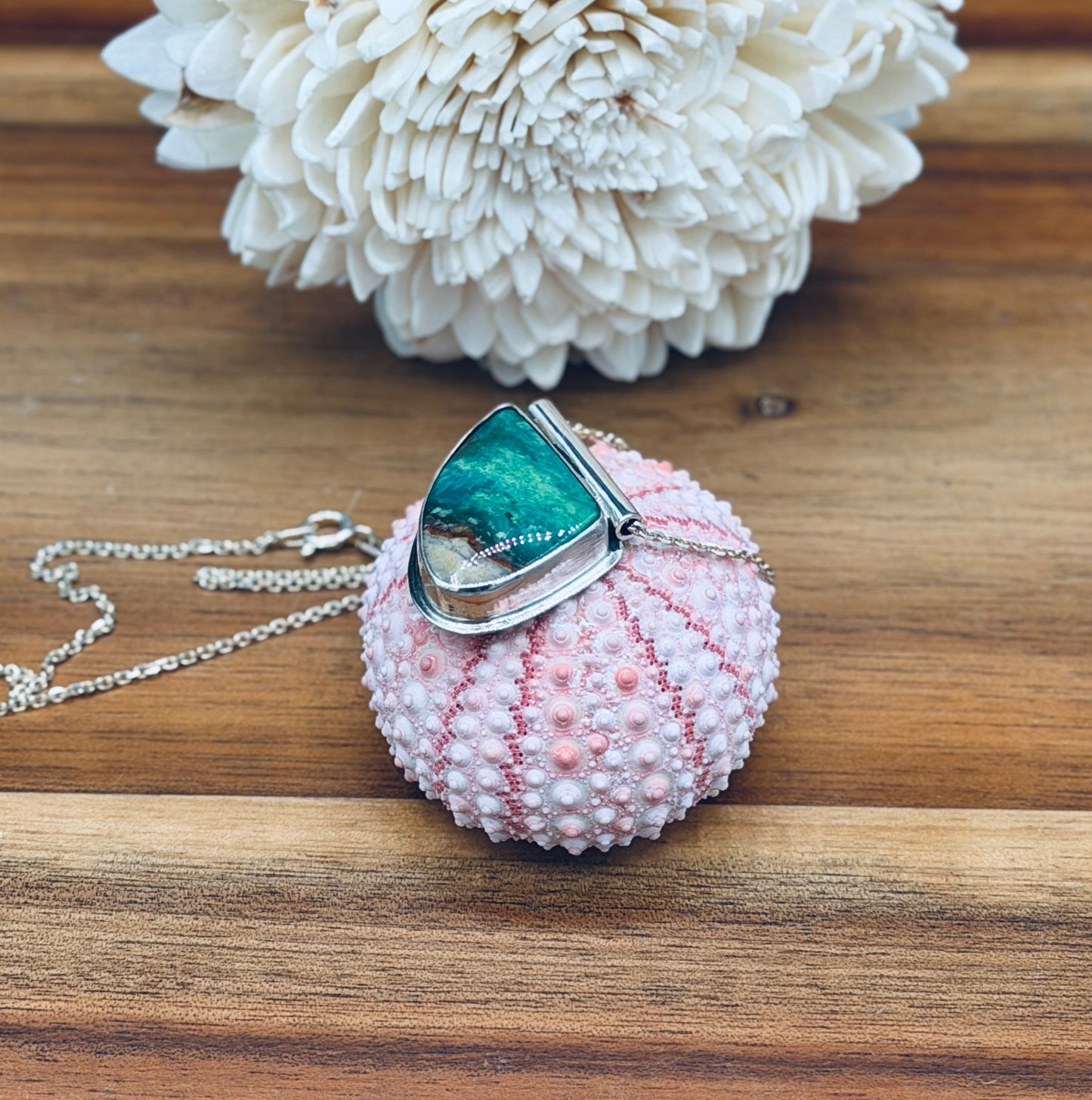 Sterling Silver Opalized Wood Pendant
