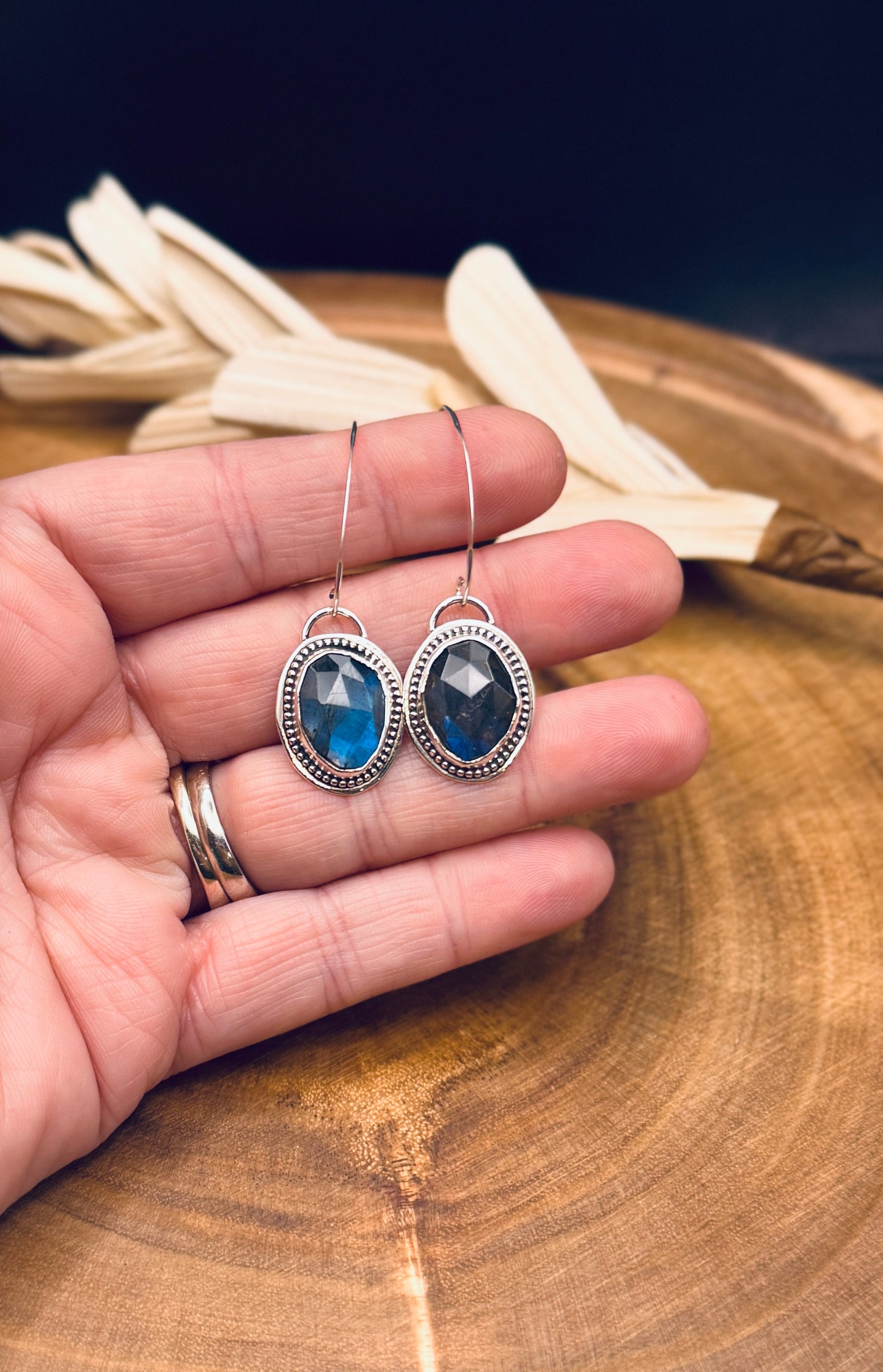 Blue Flash Labradorite Earrings