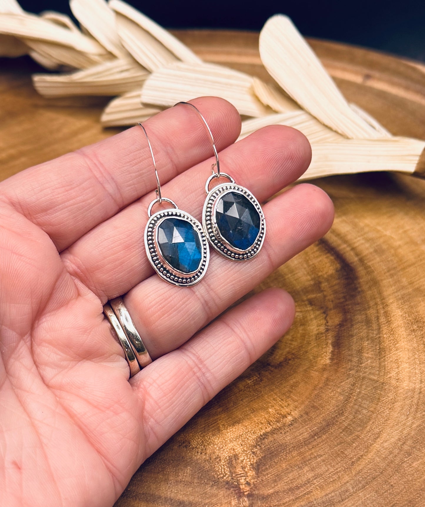 Blue Flash Labradorite Earrings
