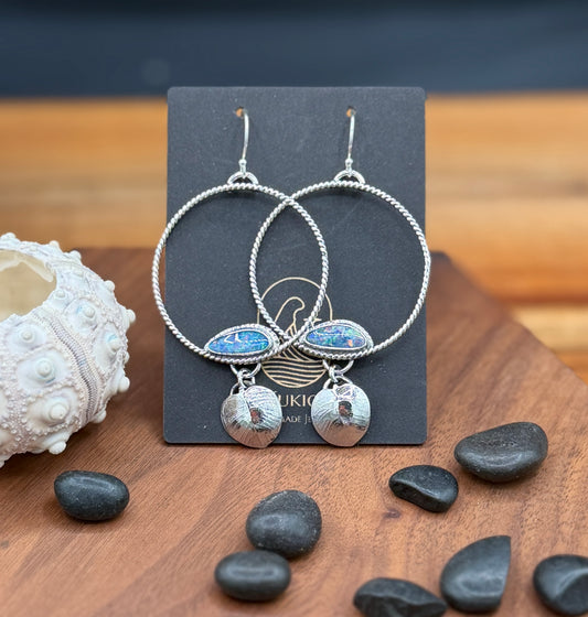 Sterling Silver Coober Pedy Opal Hoops