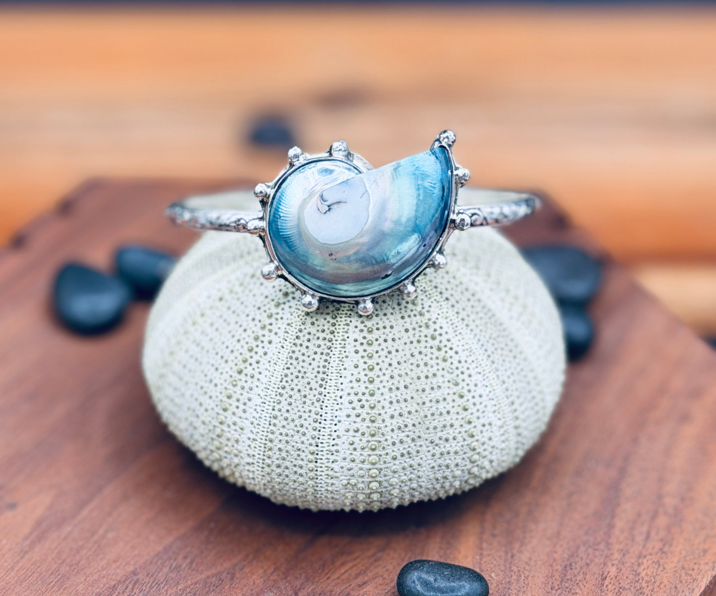 Nautilus Shell Patterned Sterling Silver Cuff