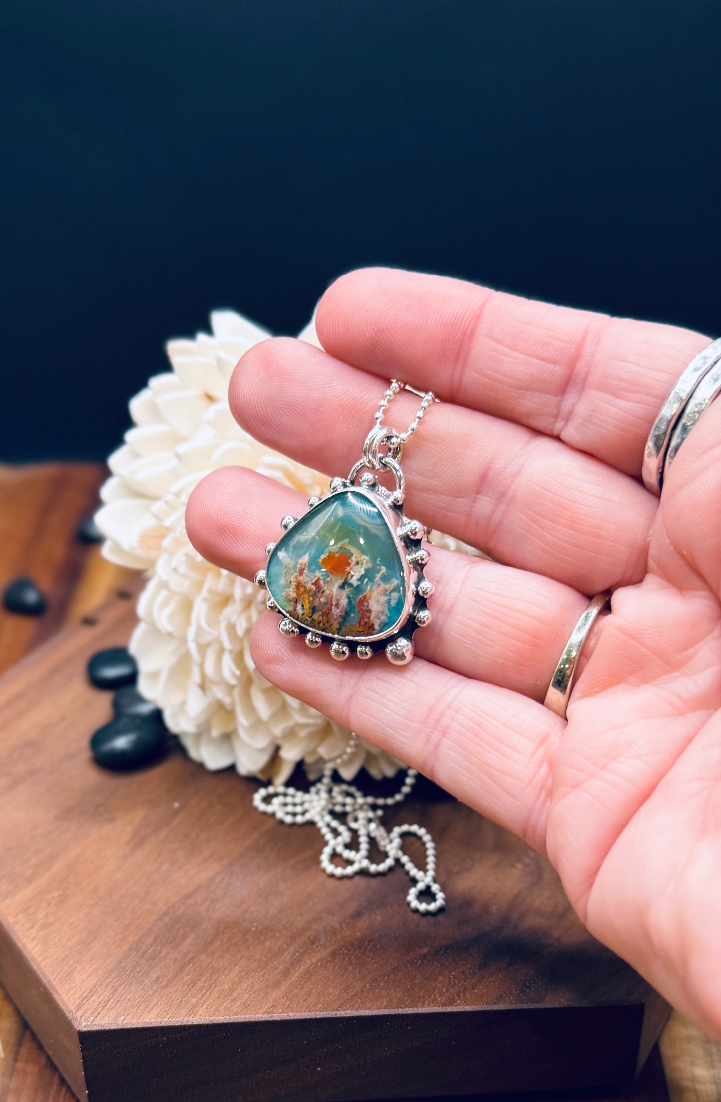 Pink Lady Plume Agate Doublet Sterling Silver Pendant