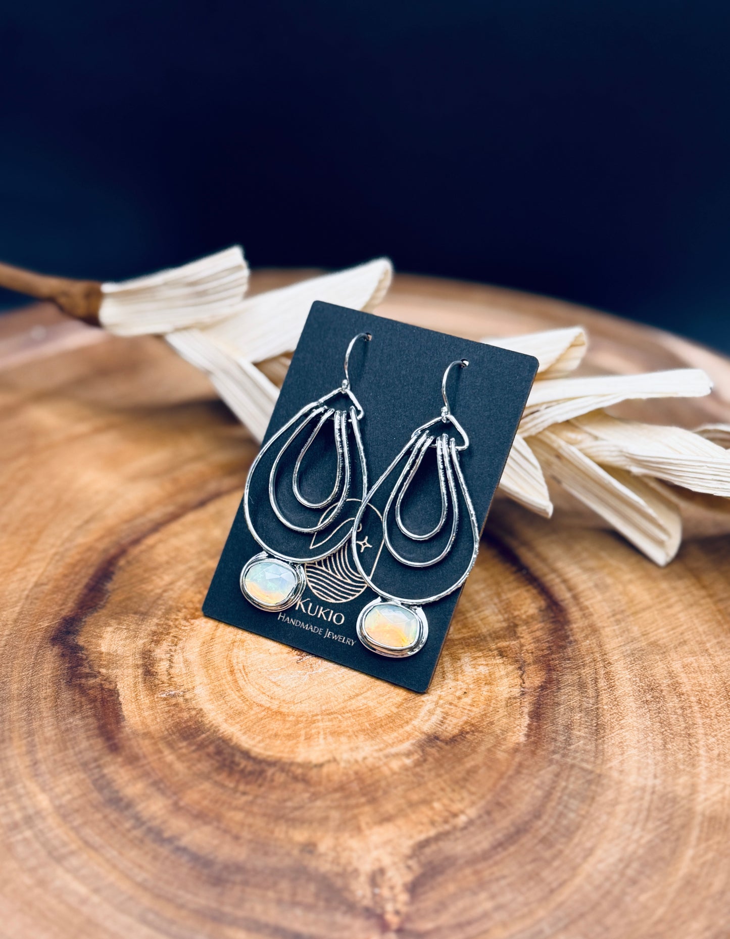 Ethiopian Opal Triple Hoop Earrings