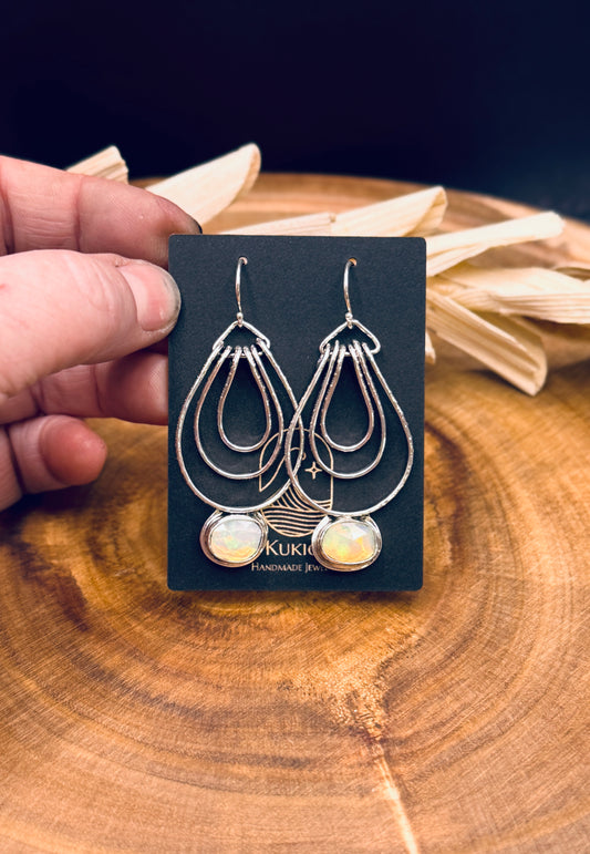 Ethiopian Opal Triple Hoop Earrings