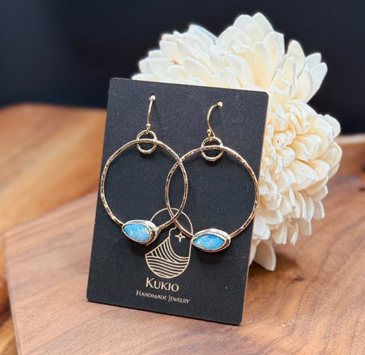 Gold-Fill Hoops with Coober Pedy Opal