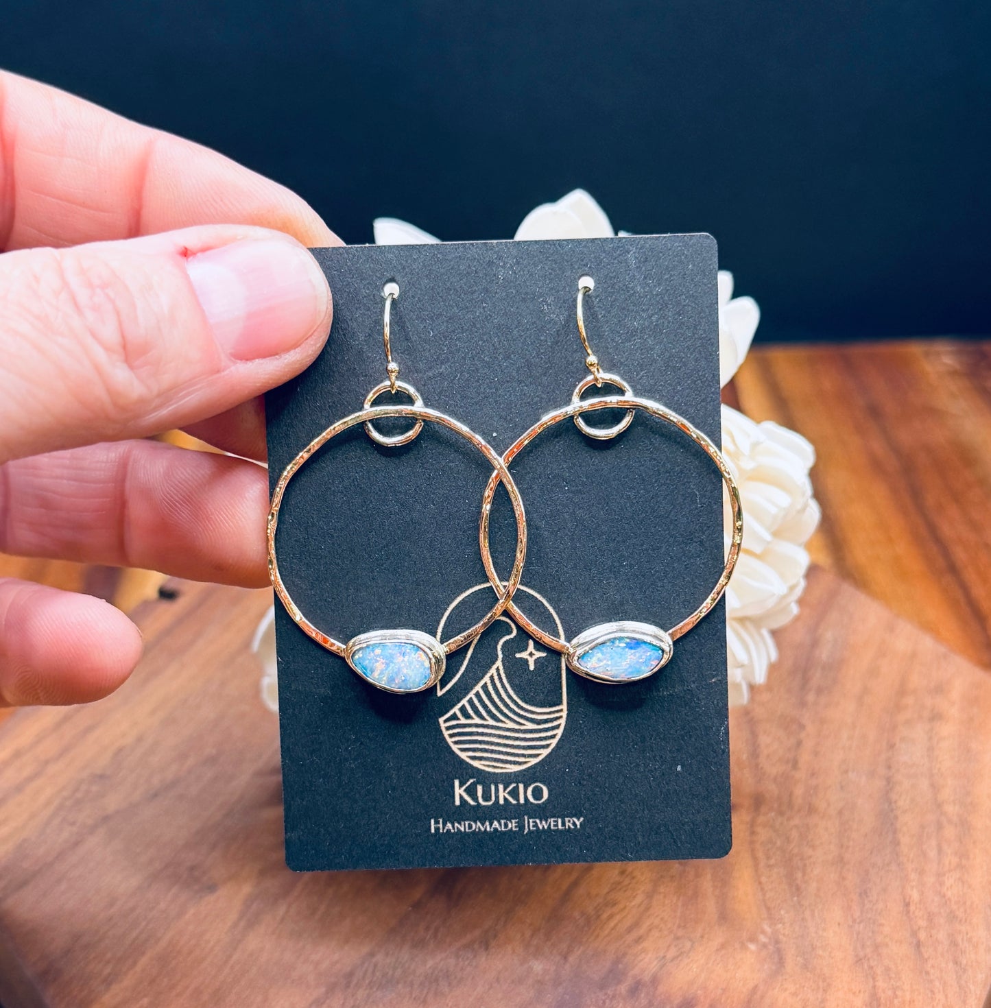 Gold-Fill Hoops with Coober Pedy Opal