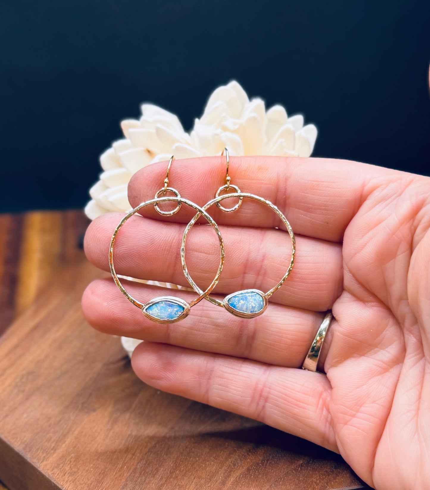 Gold-Fill Hoops with Coober Pedy Opal