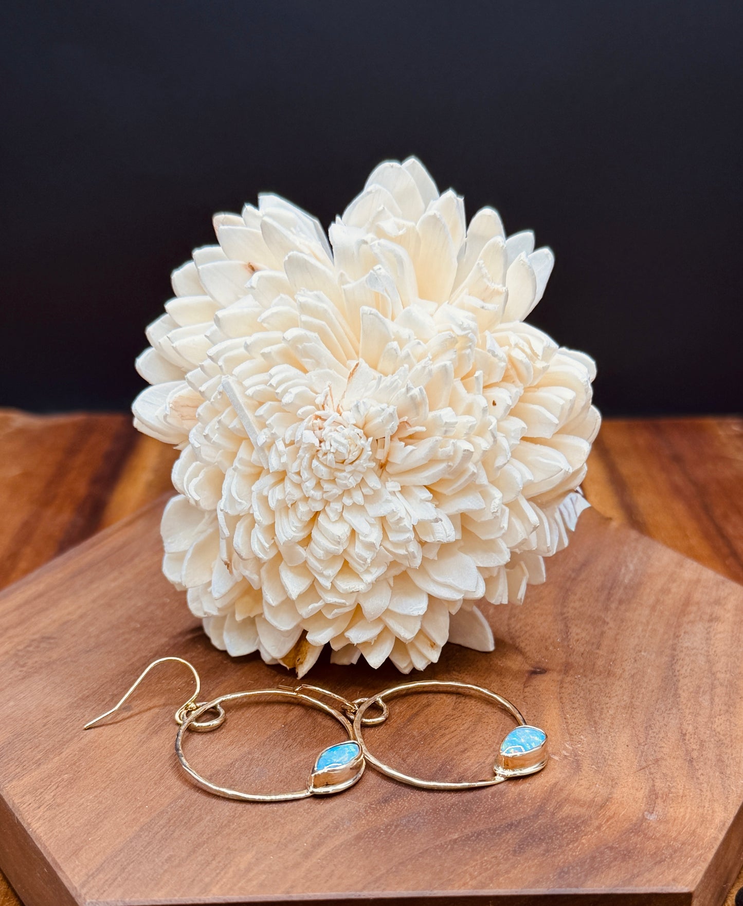 Gold-Fill Hoops with Coober Pedy Opal