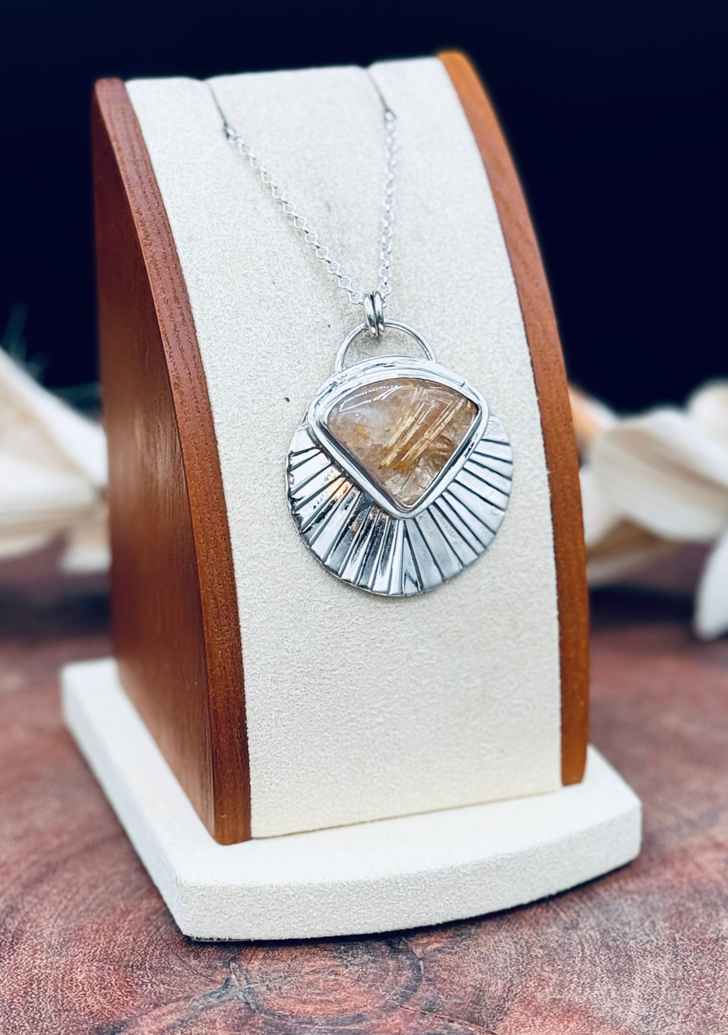 Sunburst Golden Rutilated Quartz Pendant