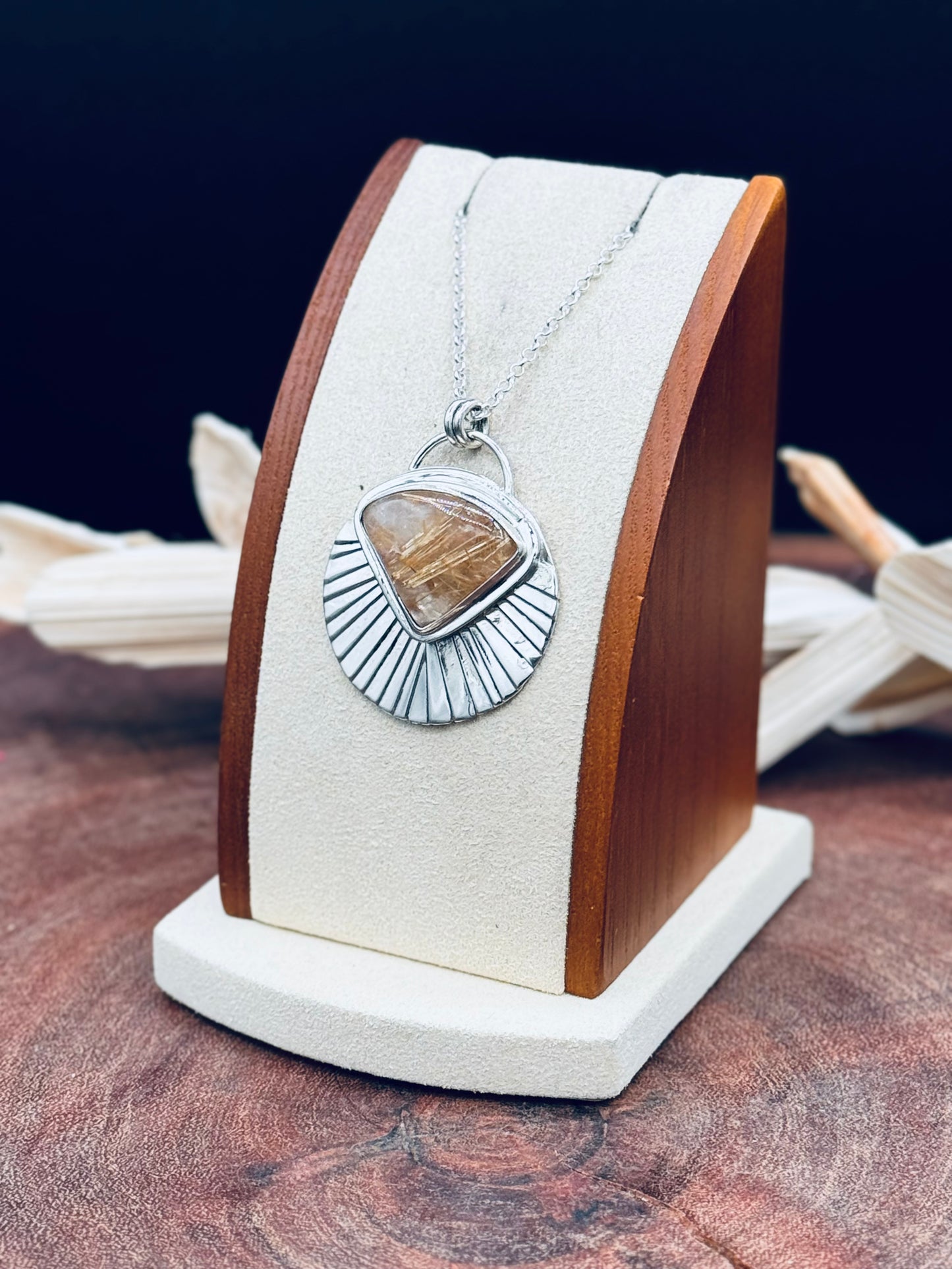 Sunburst Golden Rutilated Quartz Pendant