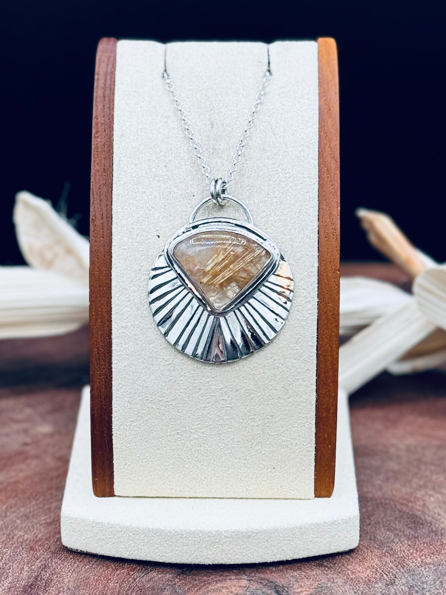 Sunburst Golden Rutilated Quartz Pendant