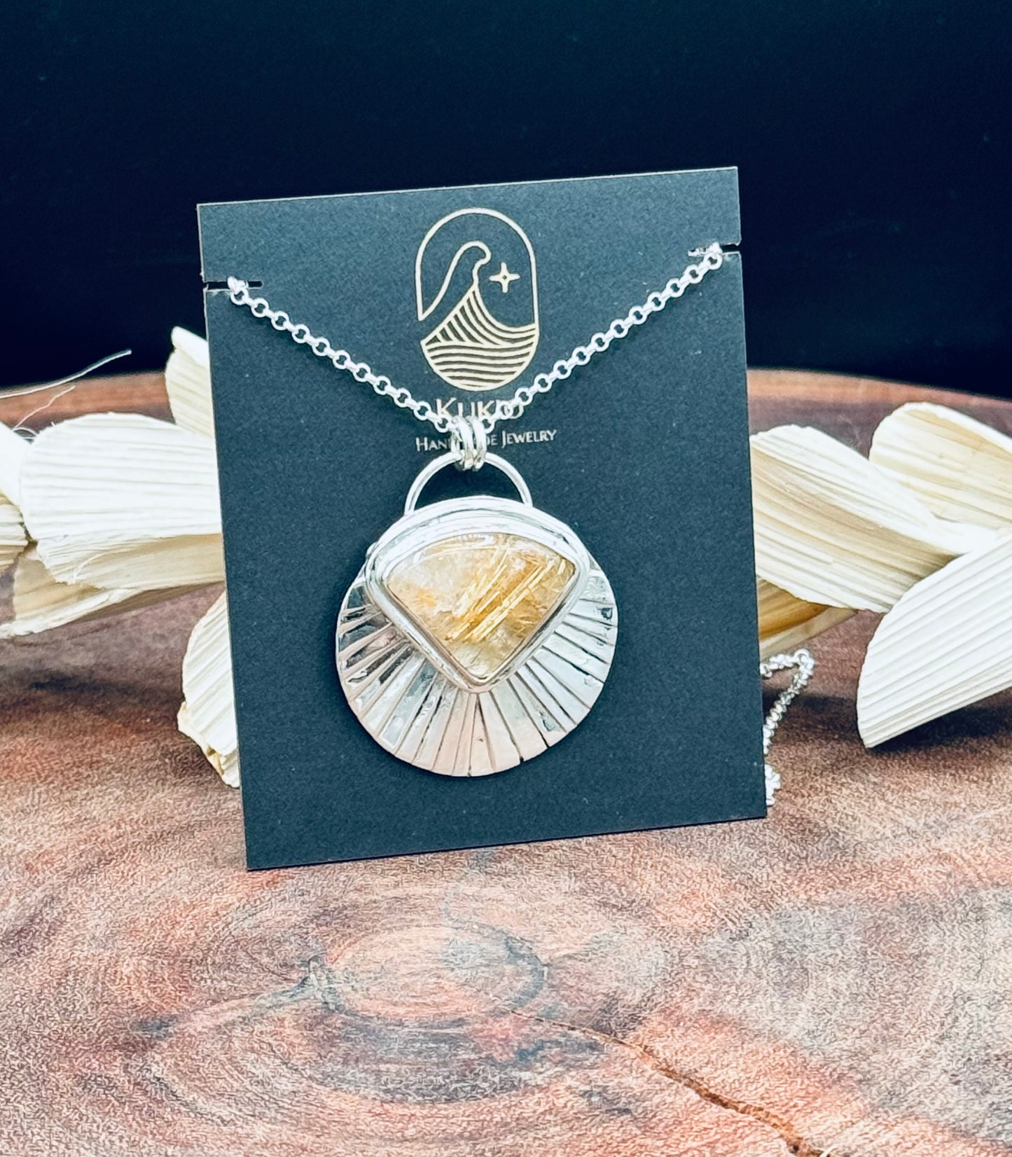 Sunburst Golden Rutilated Quartz Pendant