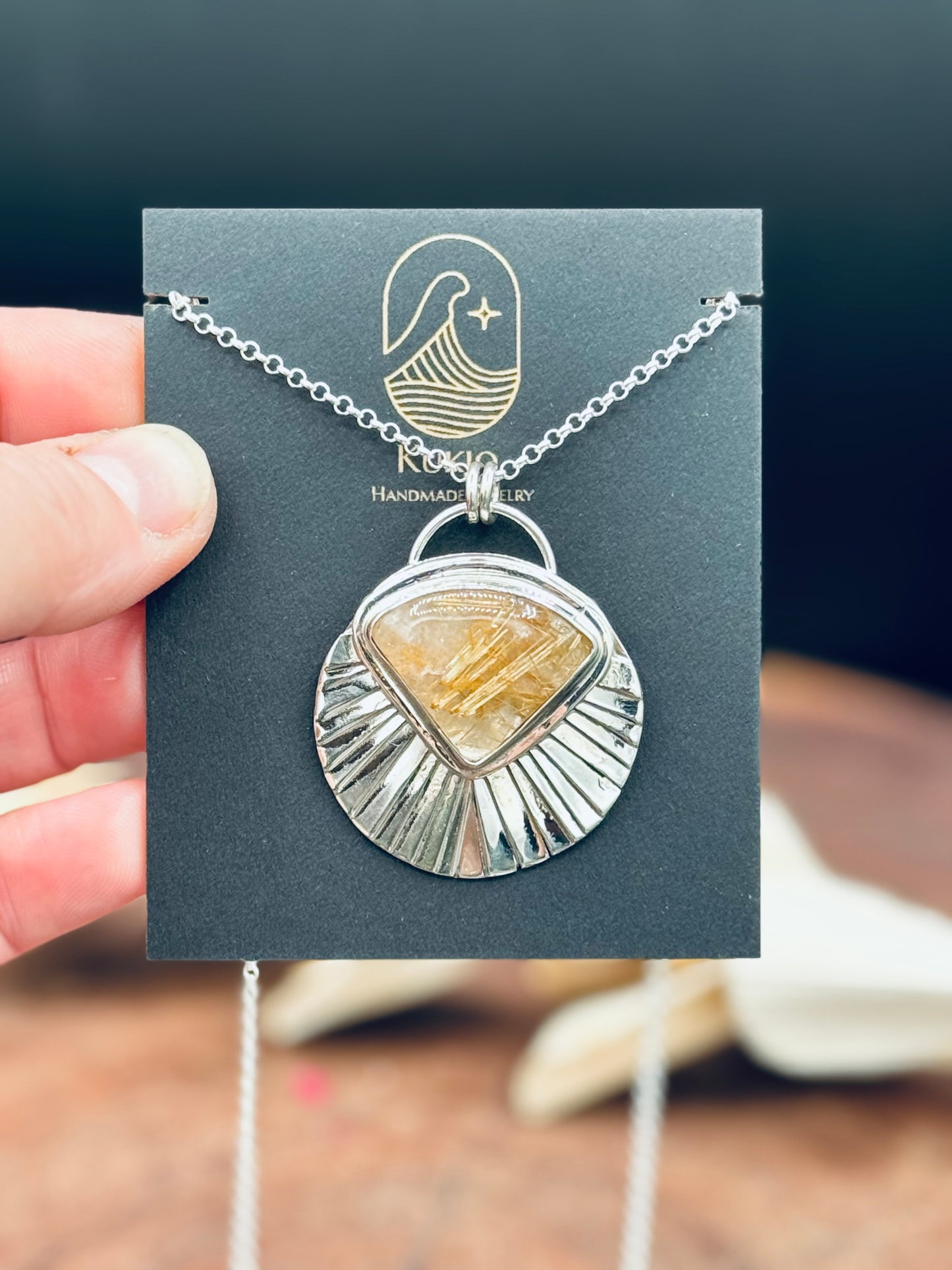 Sunburst Golden Rutilated Quartz Pendant