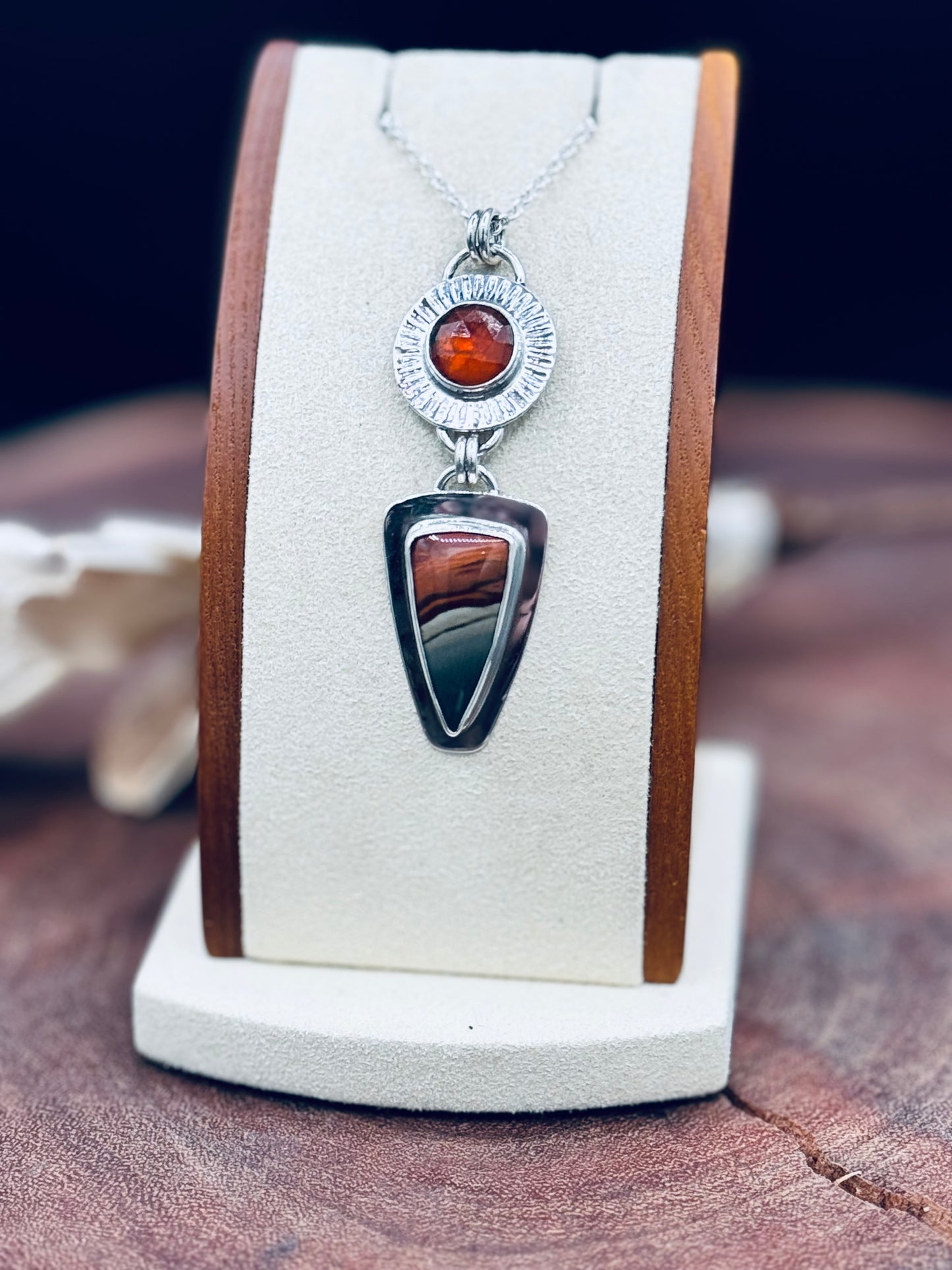 Sunset Polychrome Jasper and Sunstone Pendant