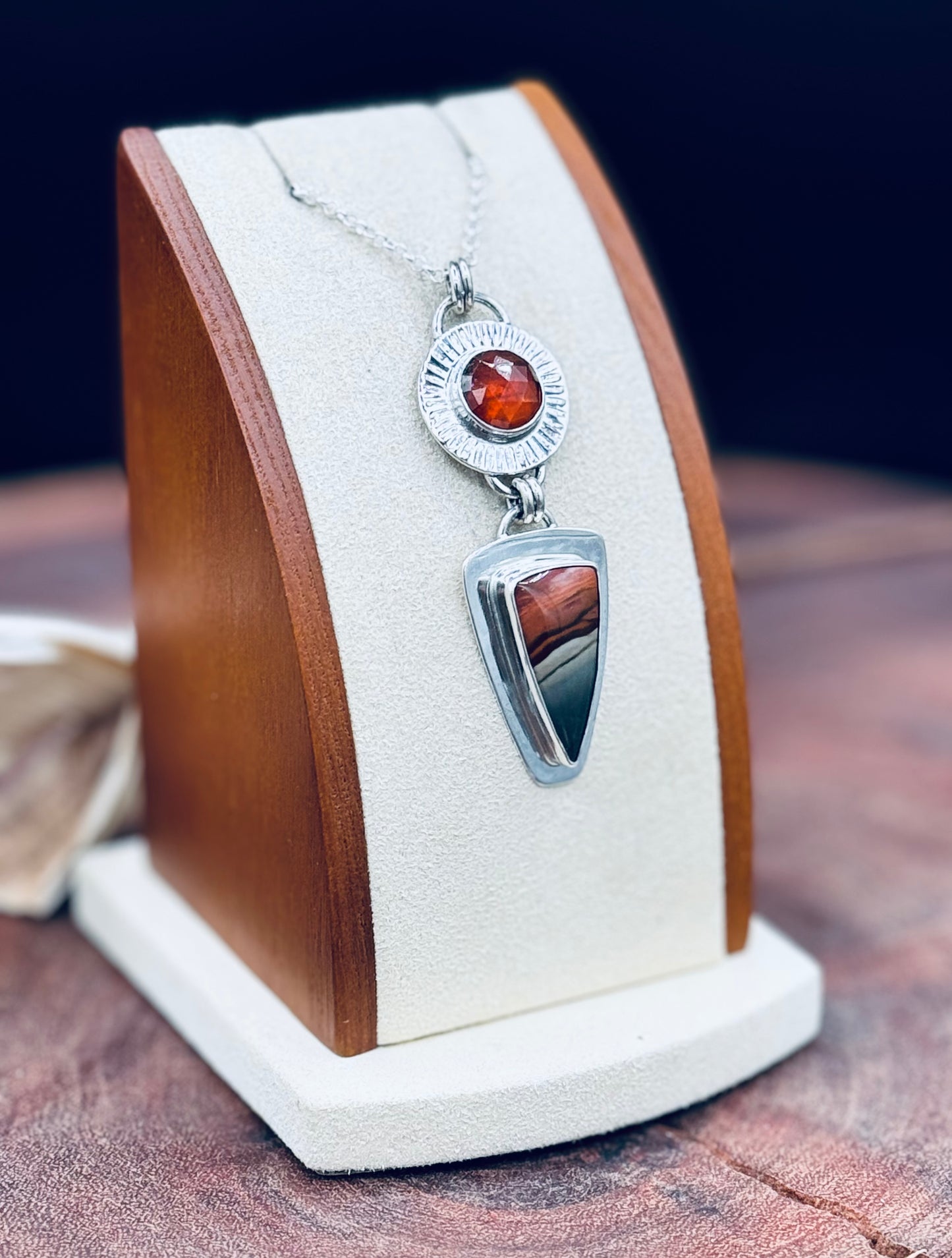 Sunset Polychrome Jasper and Sunstone Pendant