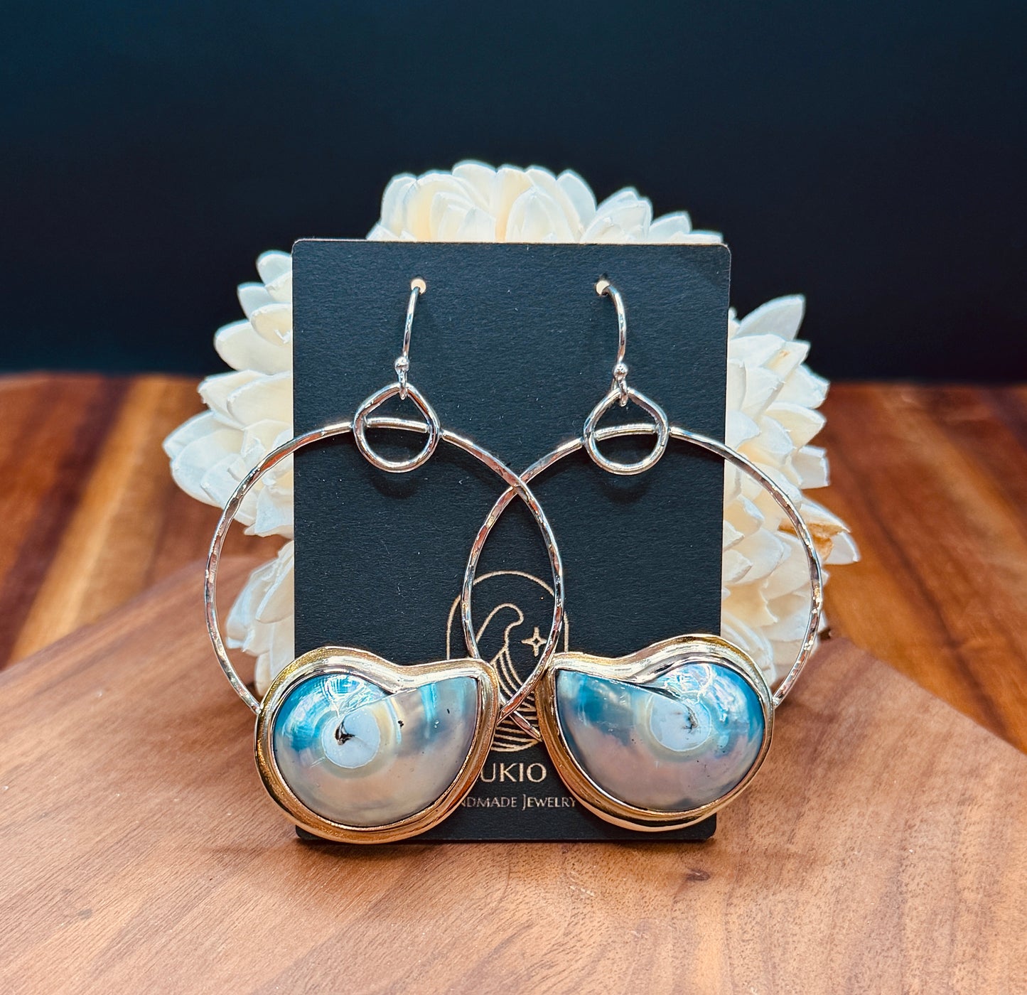 Sterling Silver Hoop Nautilus Shell Earrings