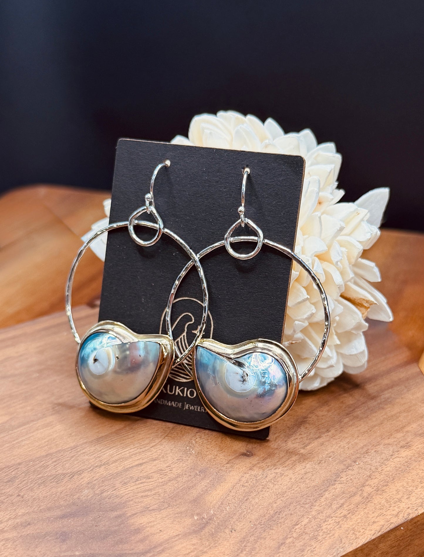 Sterling Silver Hoop Nautilus Shell Earrings