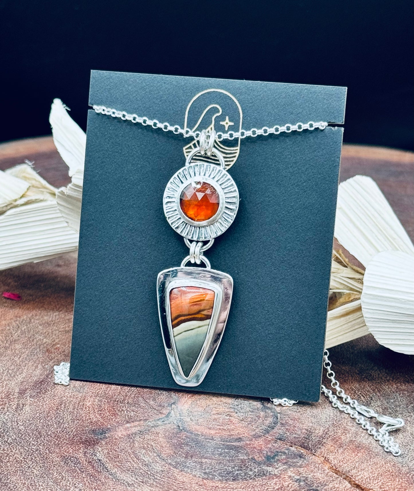 Sunset Polychrome Jasper and Sunstone Pendant