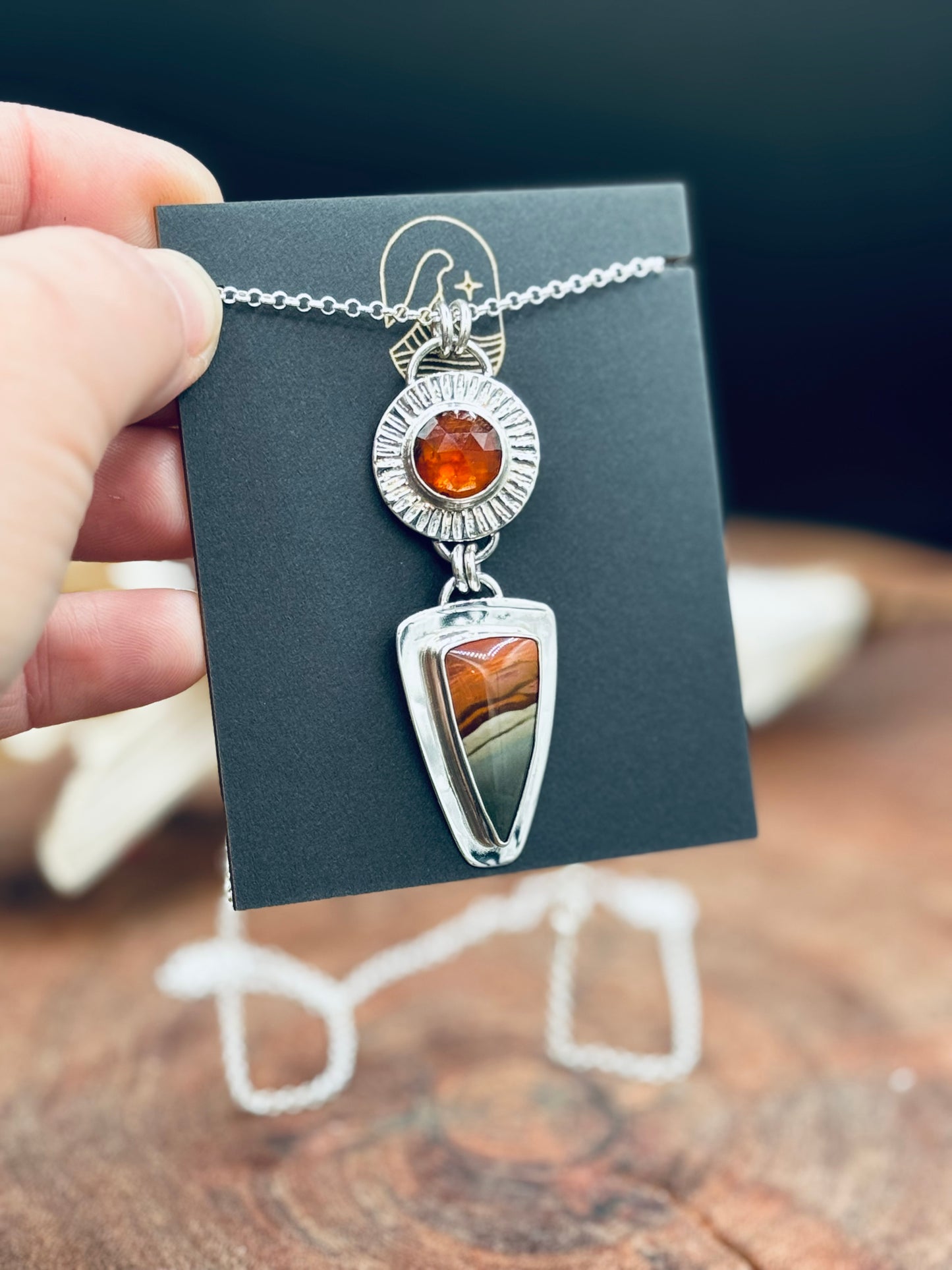 Sunset Polychrome Jasper and Sunstone Pendant