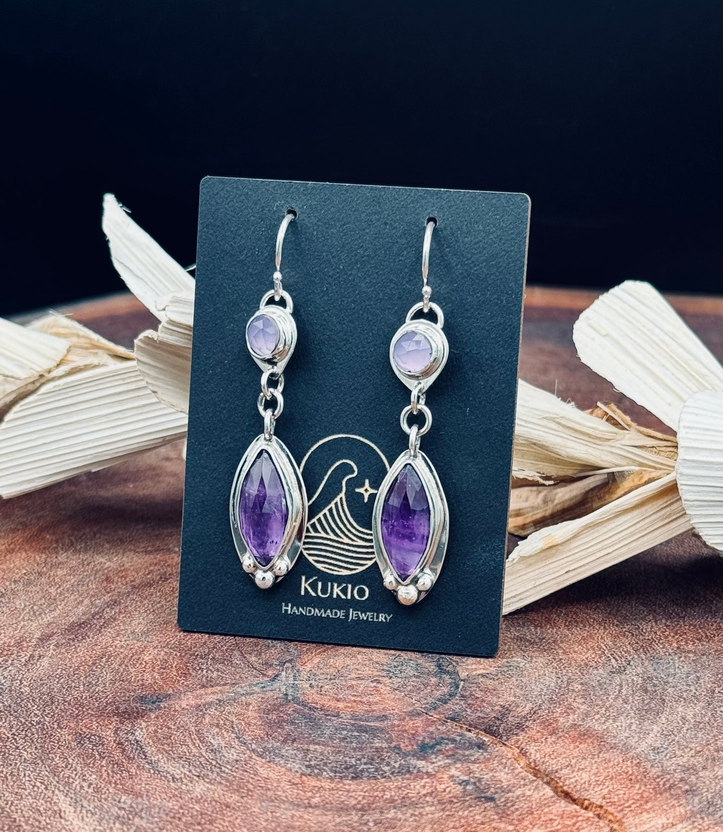 Amethyst and Lavender Chalcedony Sterling Silver Earrings