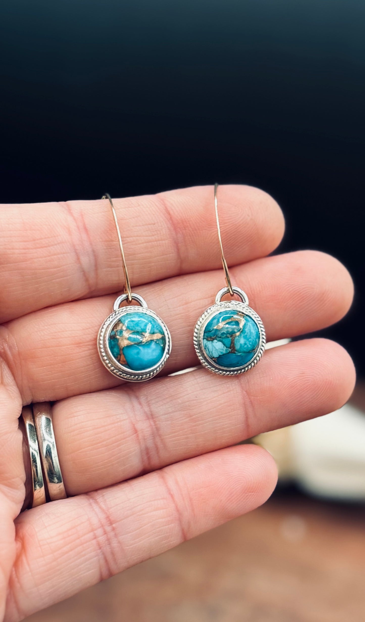 Blue Copper Turquoise Dangle Earrings