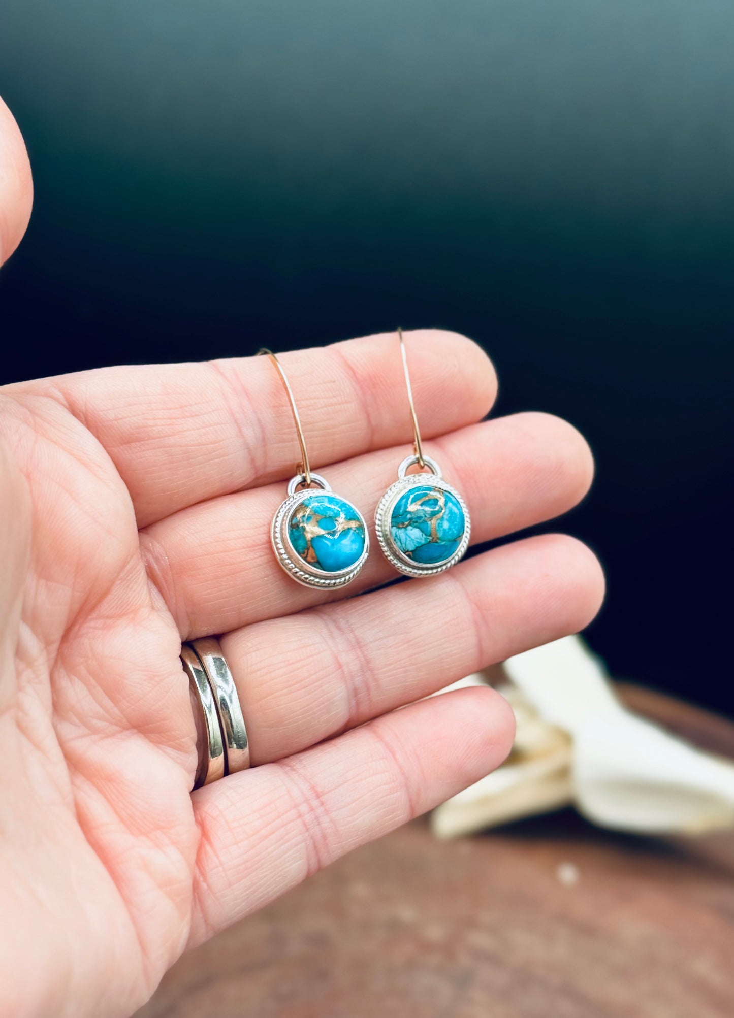 Blue Copper Turquoise Dangle Earrings