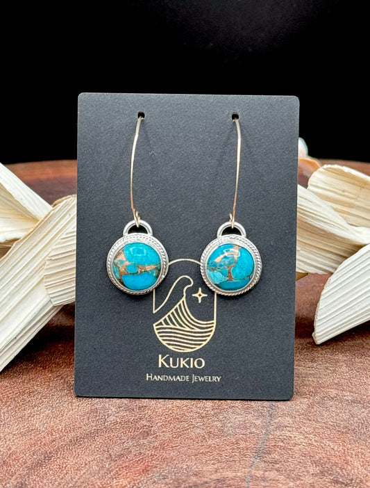 Blue Copper Turquoise Dangle Earrings